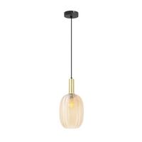 Hängeleuchte Emo in Schwarz/Bernstein max. 25 Watt - Bernsteinfarben/Schwarz, MODERN, Glas/Metall (18/120cm) - Mömax