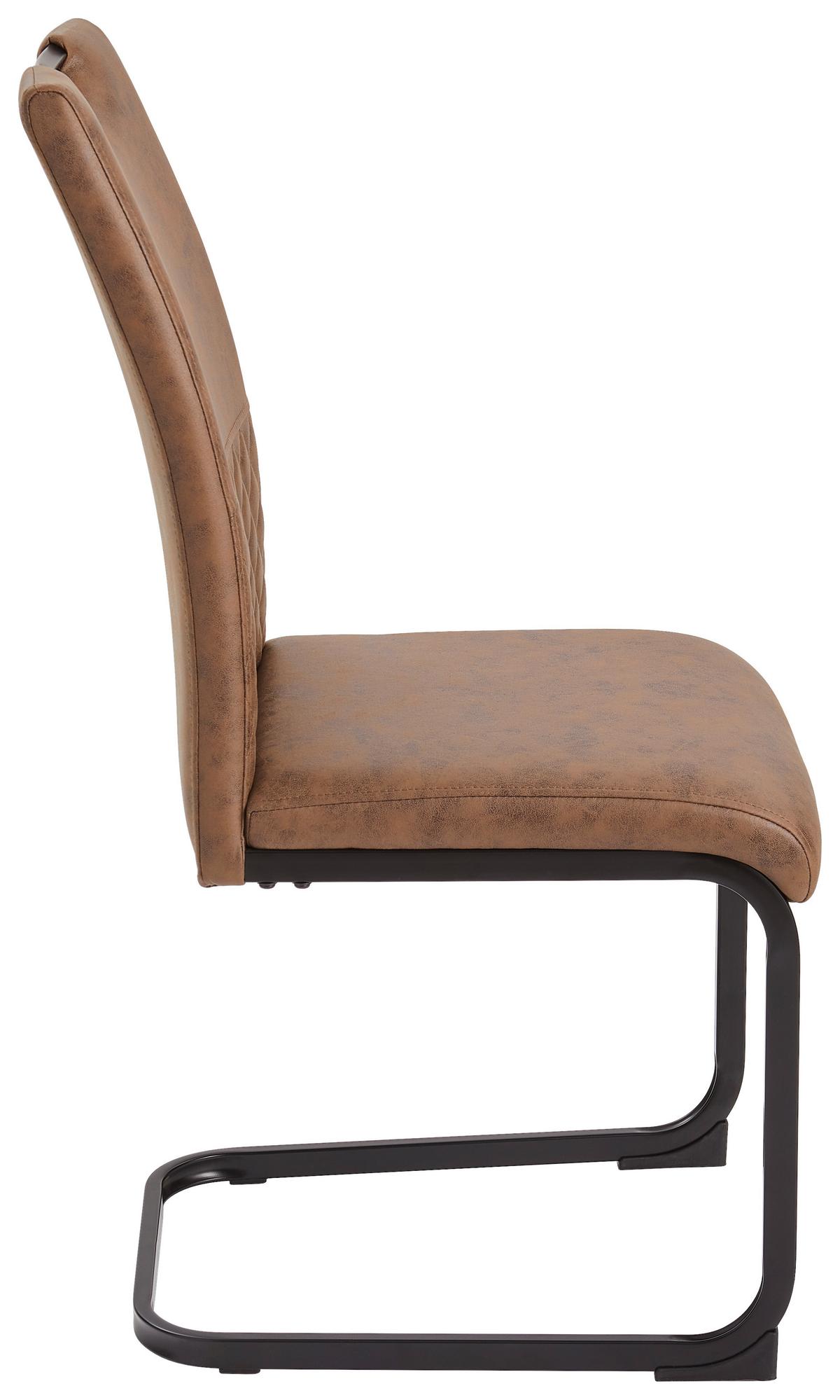 KRZESŁO NA PŁOZIE KAI - czarny/brązowy, Basics, metal/tkanina (43/97/59cm) - MID.YOU