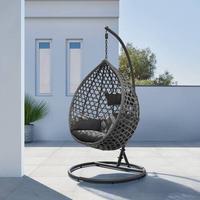 Hängesessel Carmella Grau Metall/Kunststoff/Outdoorstoff - Grau, MODERN, Kunststoff/Textil (105/196/120cm) - Bessagi Garden