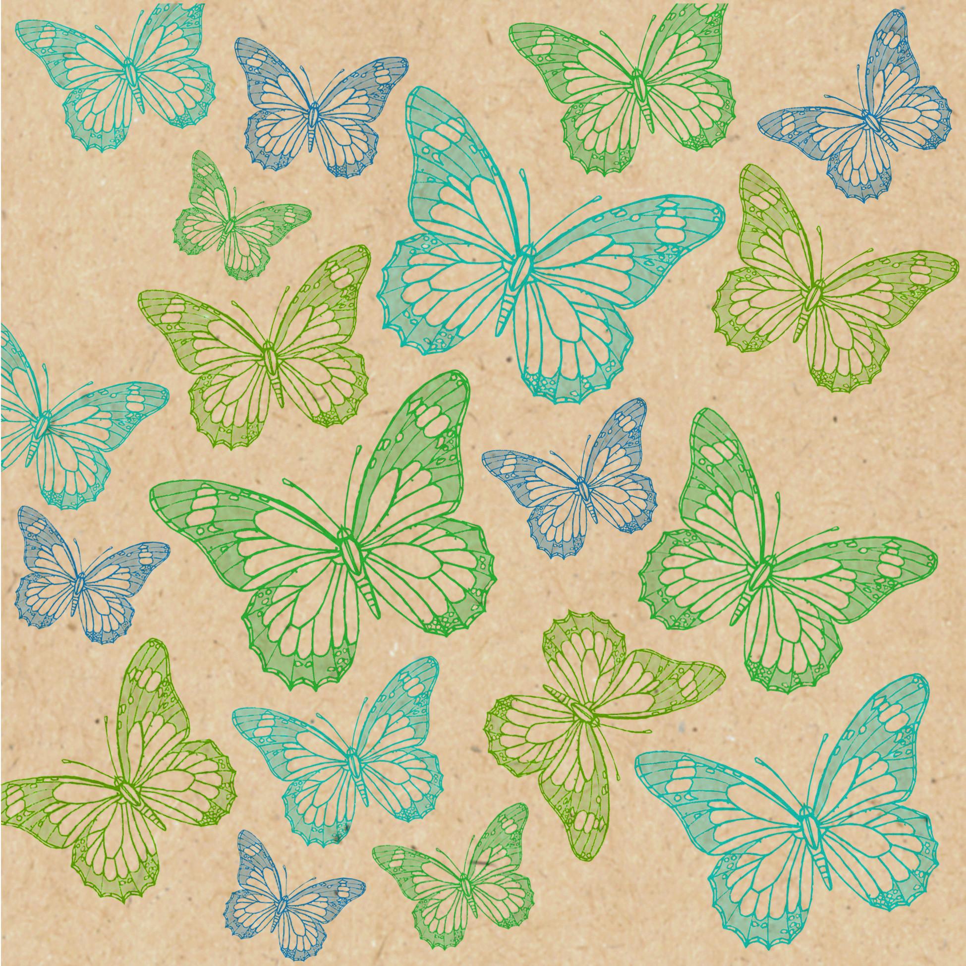 Serviette By Nature in Multicolor - Türkis/Blau, MODERN, Papier (33/33cm)