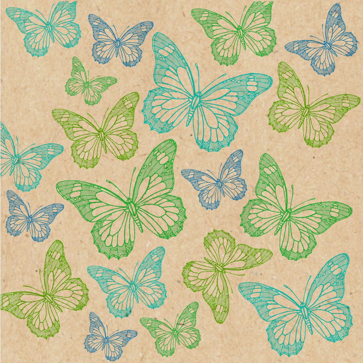 Serviette By Nature in Multicolor - Türkis/Blau, MODERN, Papier (33/33cm)