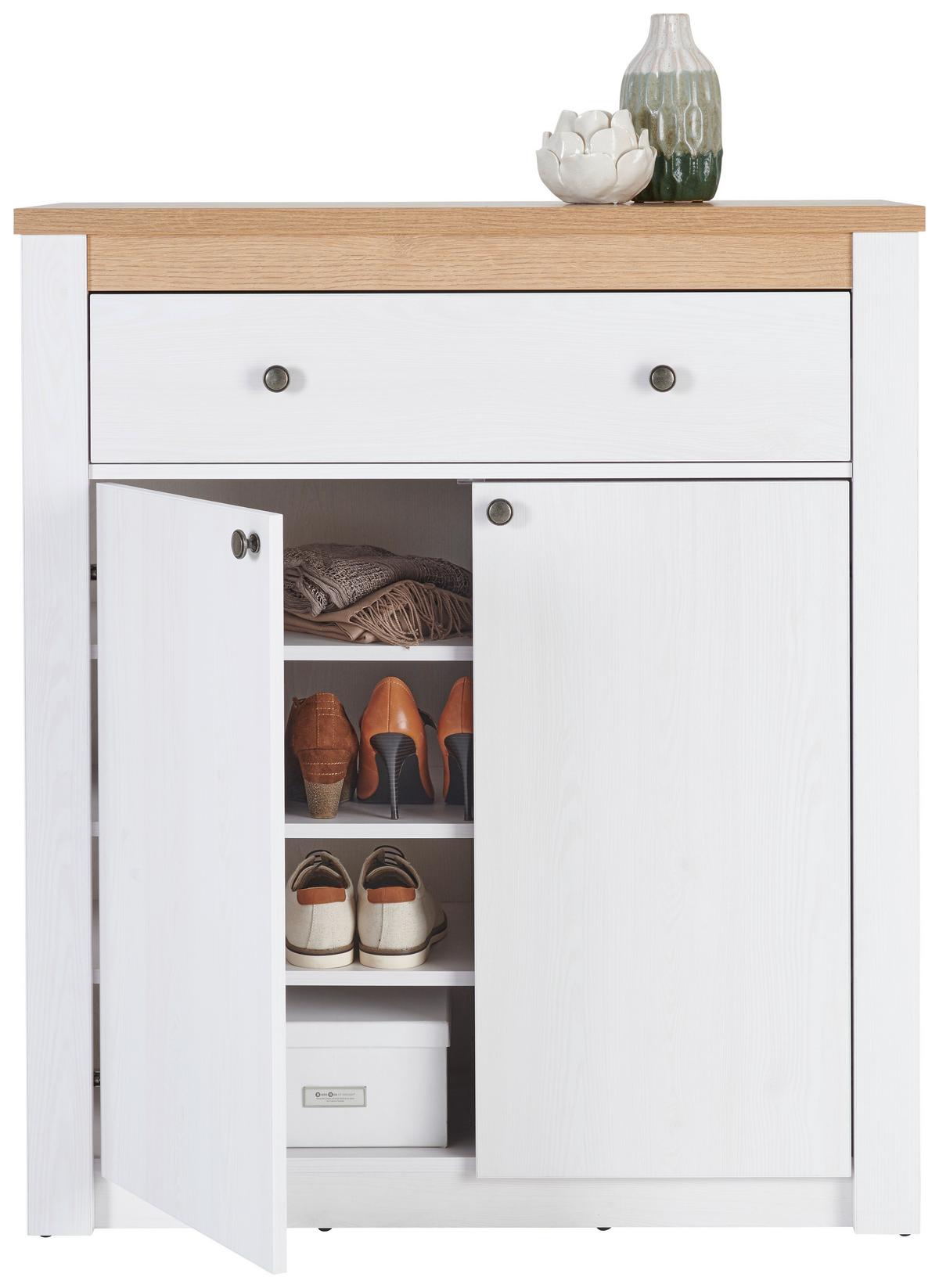 Omara Za Čevlje Rovigio, Barva Macesna, Bela - črna/barve hrasta, Basics, kovina/umetna masa (97/110,7/42,5cm) - Landscape