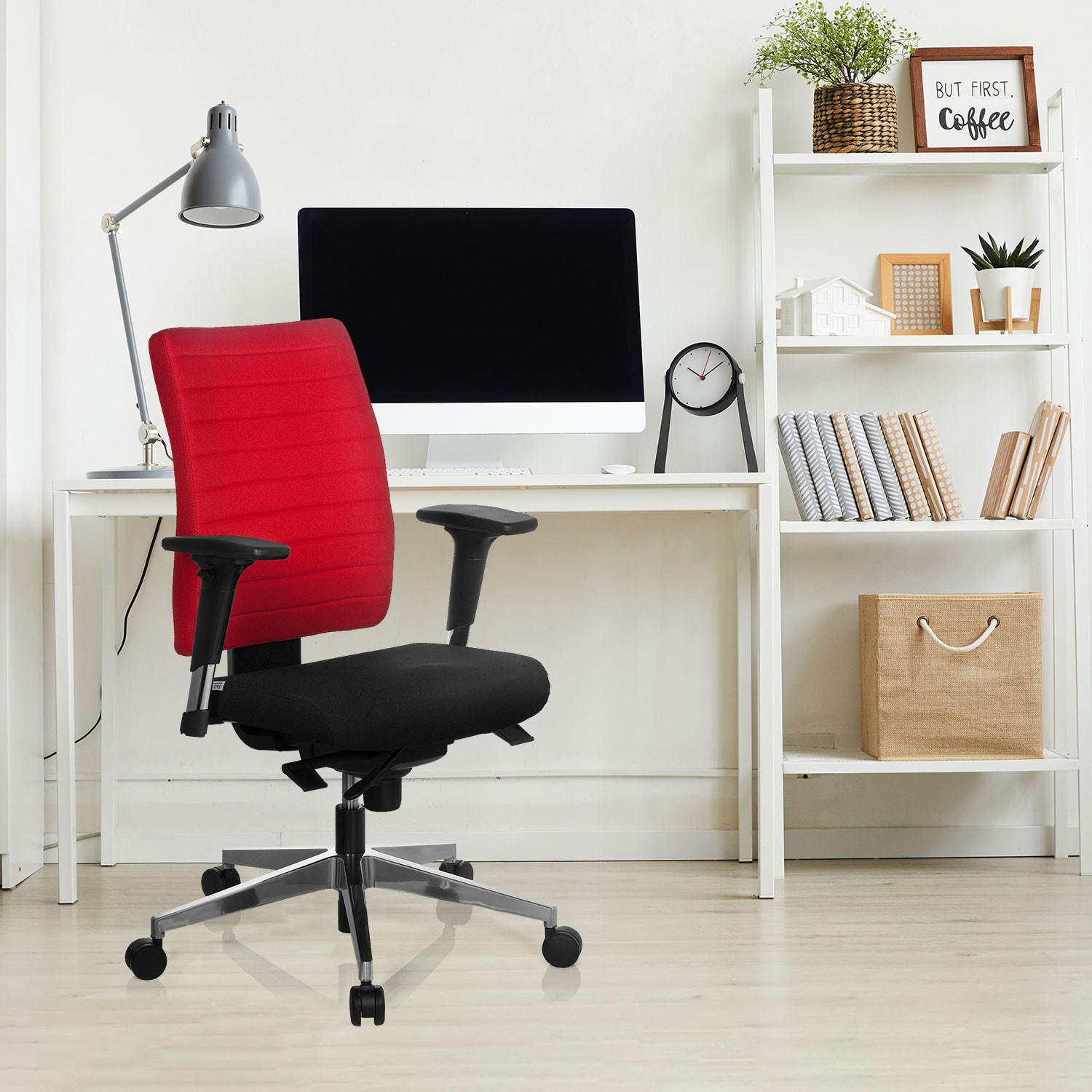 Drehstuhl Pro-Tec 350 Rot/Schwarz - Chromfarben/Rot, MODERN, Kunststoff/Textil (57/123/45cm) - MID.YOU