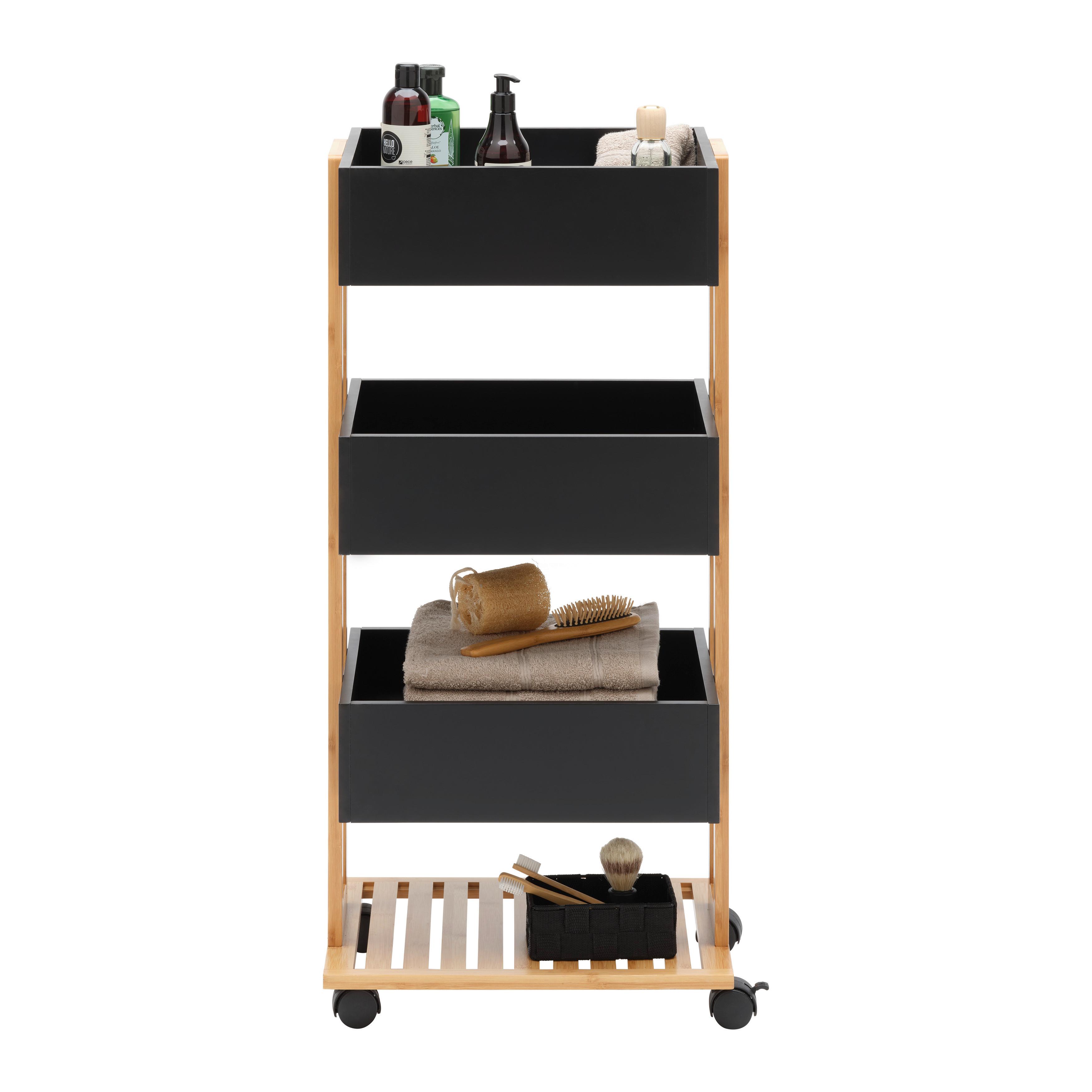 RULLVAGN ANNI -EXKLUSIV- -SB- - svart/naturfärgad, Modern, trämaterial/plast (41,5/88/31,5cm) - Mömax