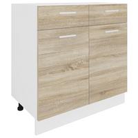 Kuhinjska Spodnja Omarica Esilo, Hrast, Bela - bela/barve aluminija, Konvencionalno, kovina/leseni material (80/82/46cm) - MID.YOU