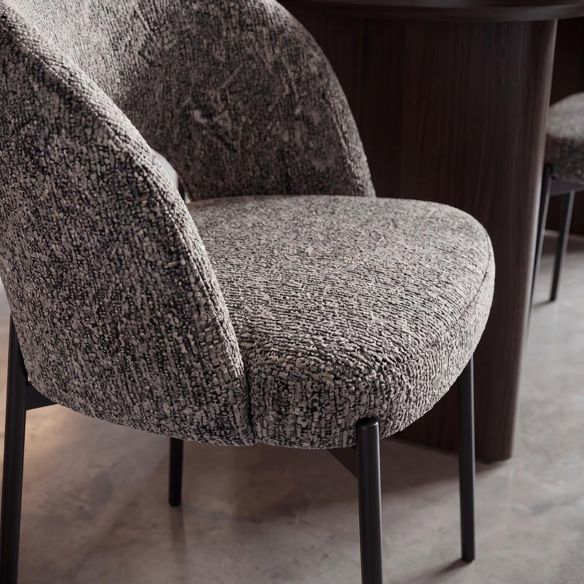 Stuhl Nadiya Braun Leinenoptik Gepolstert - Schwarz/Braun, MODERN, Holz/Textil (52/78/56cm) - Bessagi Home