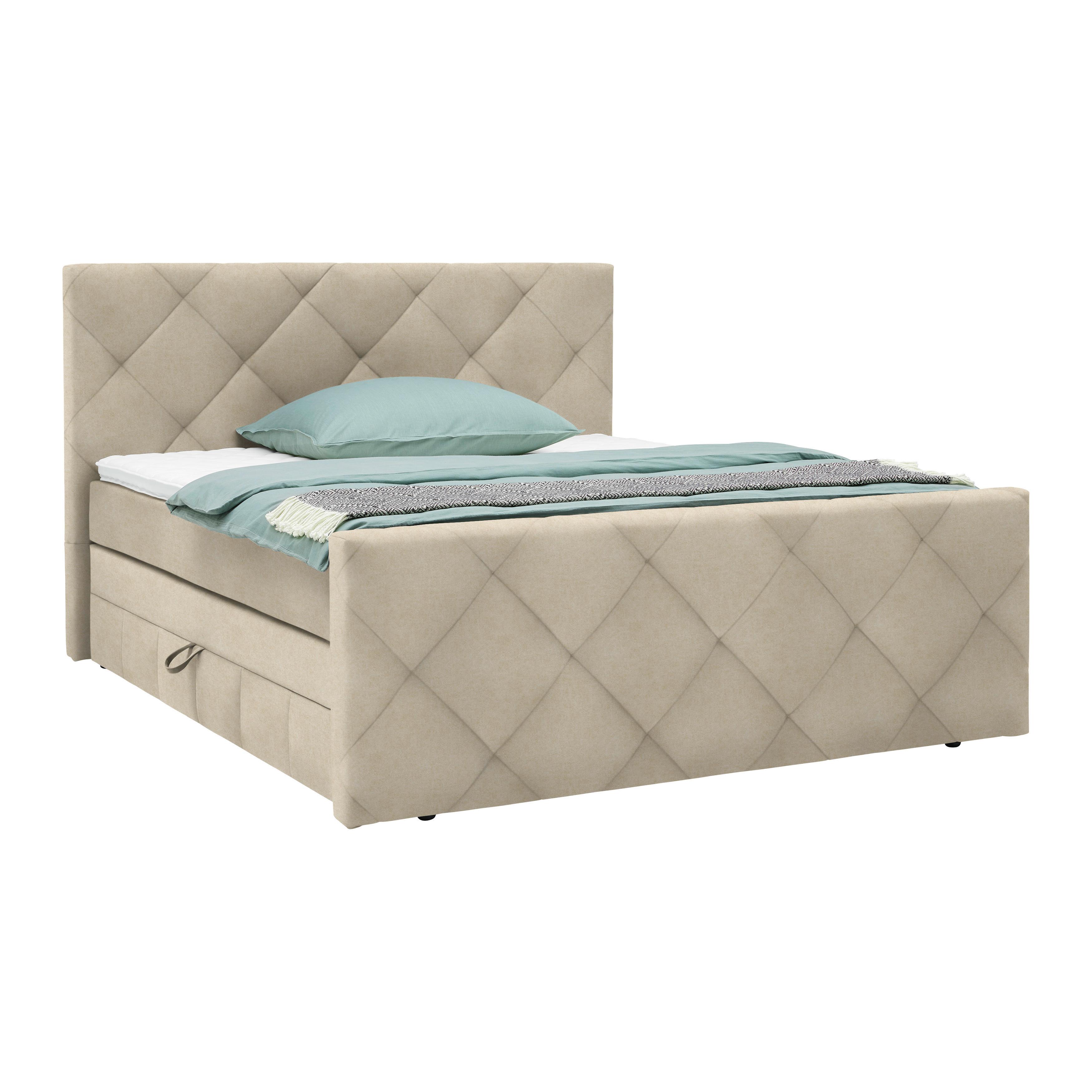 Boxspringbett Adele Sahara ca. 160x200cm - Sahara, KONVENTIONELL, Holz/Holzwerkstoff (160/200cm) - Mömax