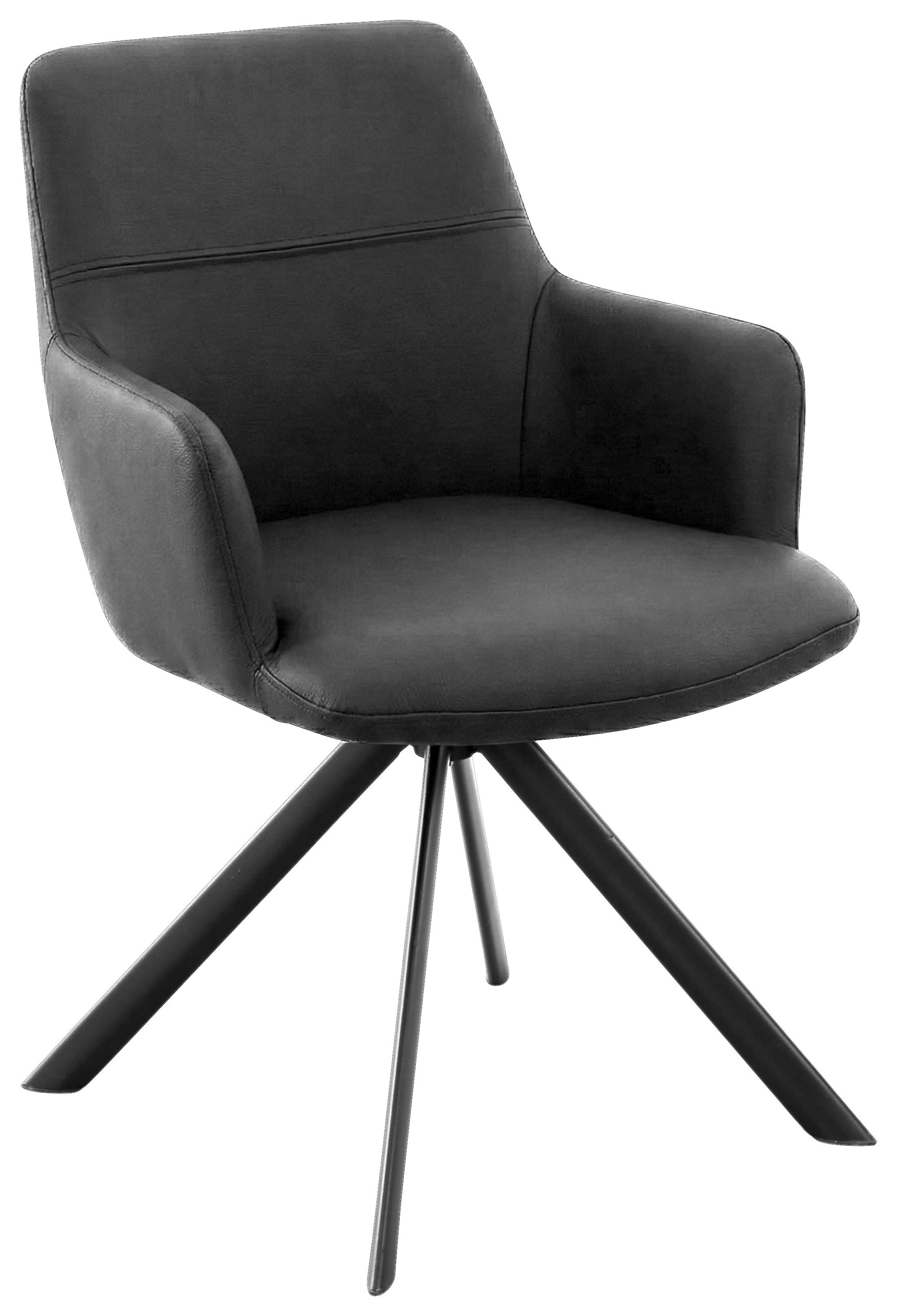 Armlehnstuhl Josy Schwarz - Schwarz, Design, Leder/Metall (57/86/61cm) - Mömax