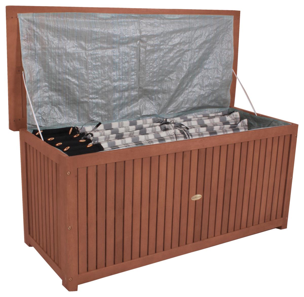 Kissenbox Washinton Holz geölt - Braun, MODERN, Holz/Kunststoff (125/58/55cm) - Gardenson