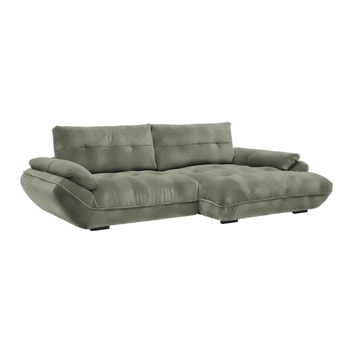Wohnlandschaft Vivo Grün - Schwarz/Grün, Modern, Kunststoff/Textil (317/63/179cm) - Premium Living