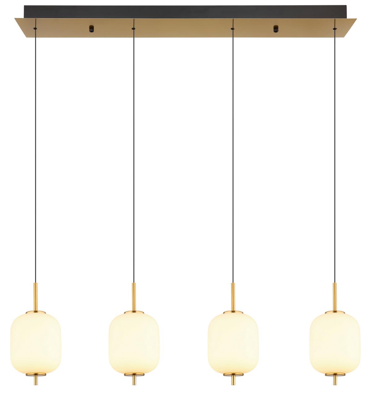 LED-HÄNGELEUCHTE 15217-4 - Messingfarben/Opal, Konventionell, Glas/Kunststoff (94,5/13,5/220cm) - Globo