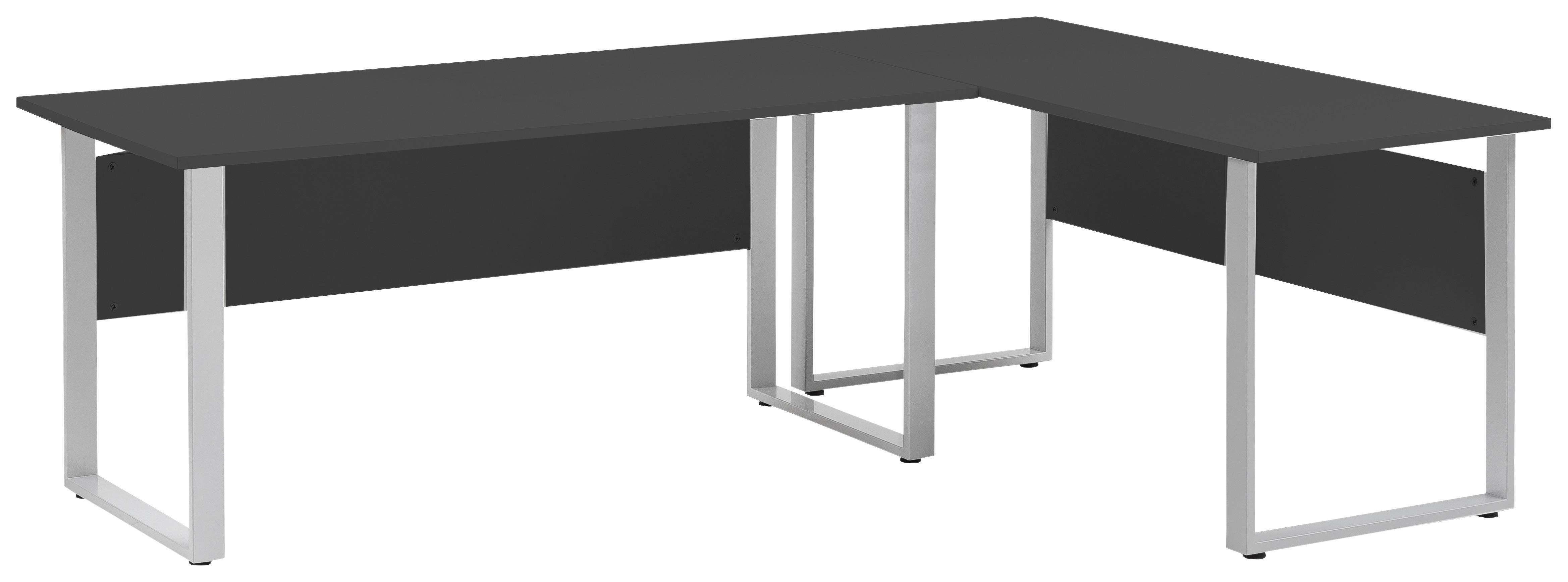 Schreibtisch 1600 Anthrazit ca. 160x235x73,2cm - Anthrazit/Silberfarben, MODERN, Holzwerkstoff/Metall (160/235/73,2cm) - MID.YOU