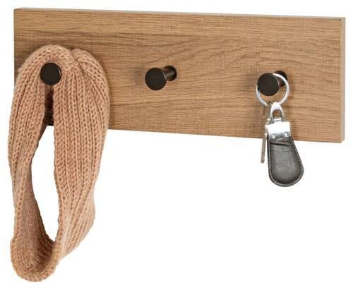 Hakenleiste Parma 1 in Schwarz/Eichefarben - Eichefarben/Schwarz, MODERN, Holzwerkstoff/Metall (35/12/5cm) - Mömax