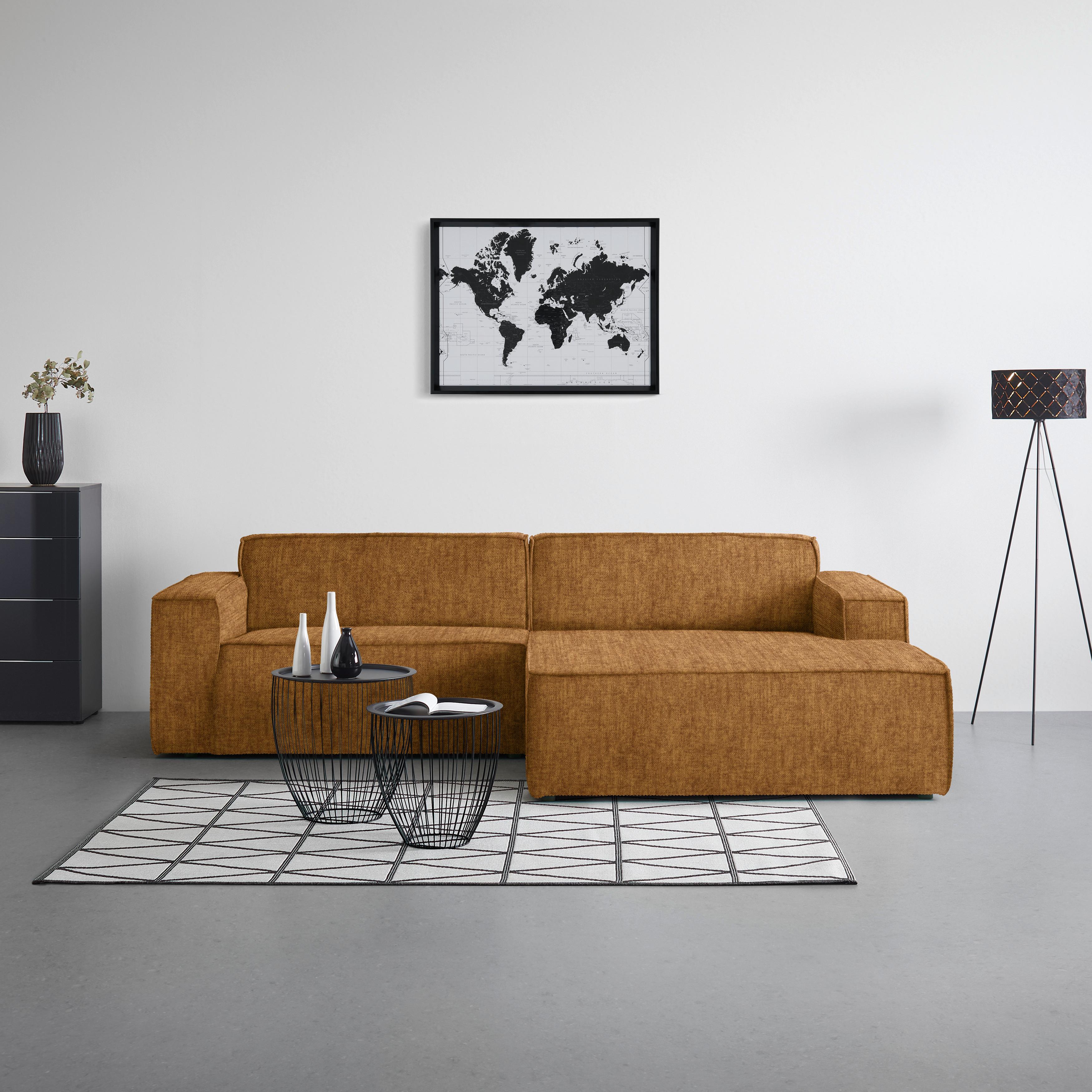 Wohnlandschaft Loft Bernsteinfarben - Bernsteinfarben/Schwarz, MODERN, Kunststoff/Textil (265/75/172cm) - Mömax