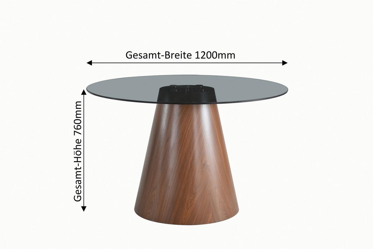 Jedilna Miza Sienna, Temno Siva, Barva Oreha, Ø 120 - temno siva/barva oreha, Moderno, steklo/leseni material (120/76cm) - MID.YOU