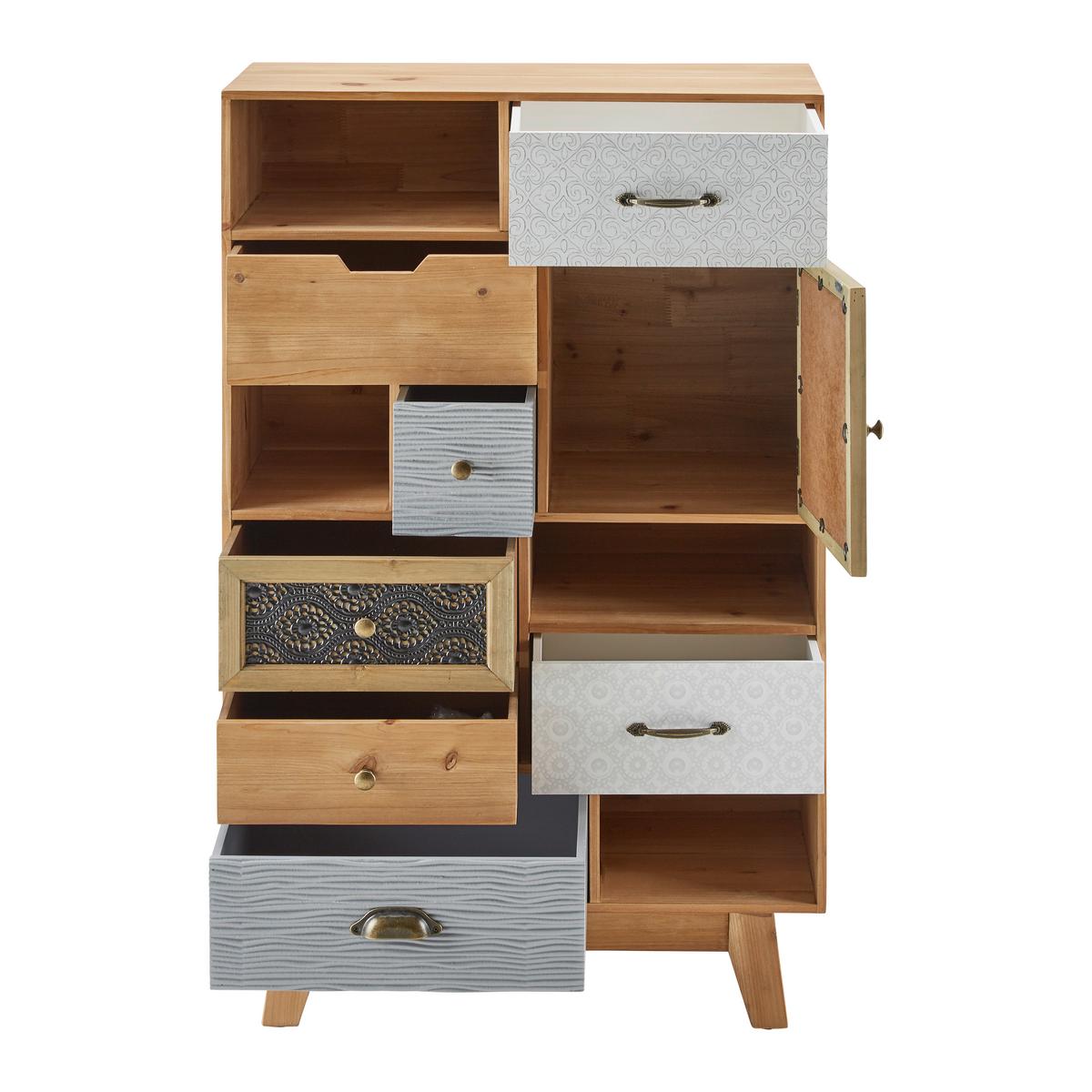 Kommode Frame Multicolor Echtholz/MDF - Multicolor/Schwarz, MODERN, Holz (68/112/34cm) - Bessagi Home