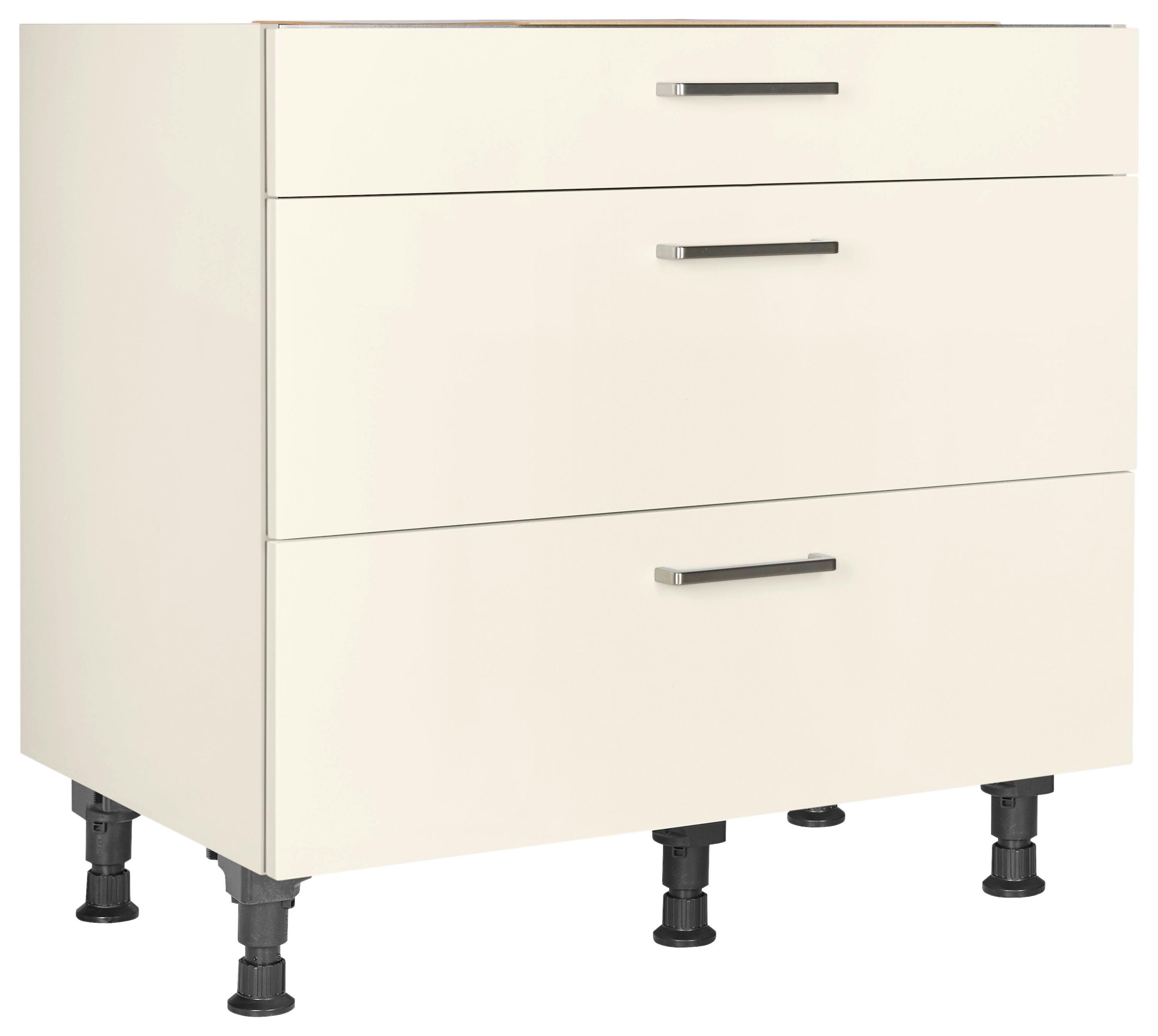 Kochfeldumbauschrank Touch Magnolie - Edelstahlfarben/Magnolie, MODERN, Holzwerkstoff/Metall (90/87/56cm) - Nobilia
