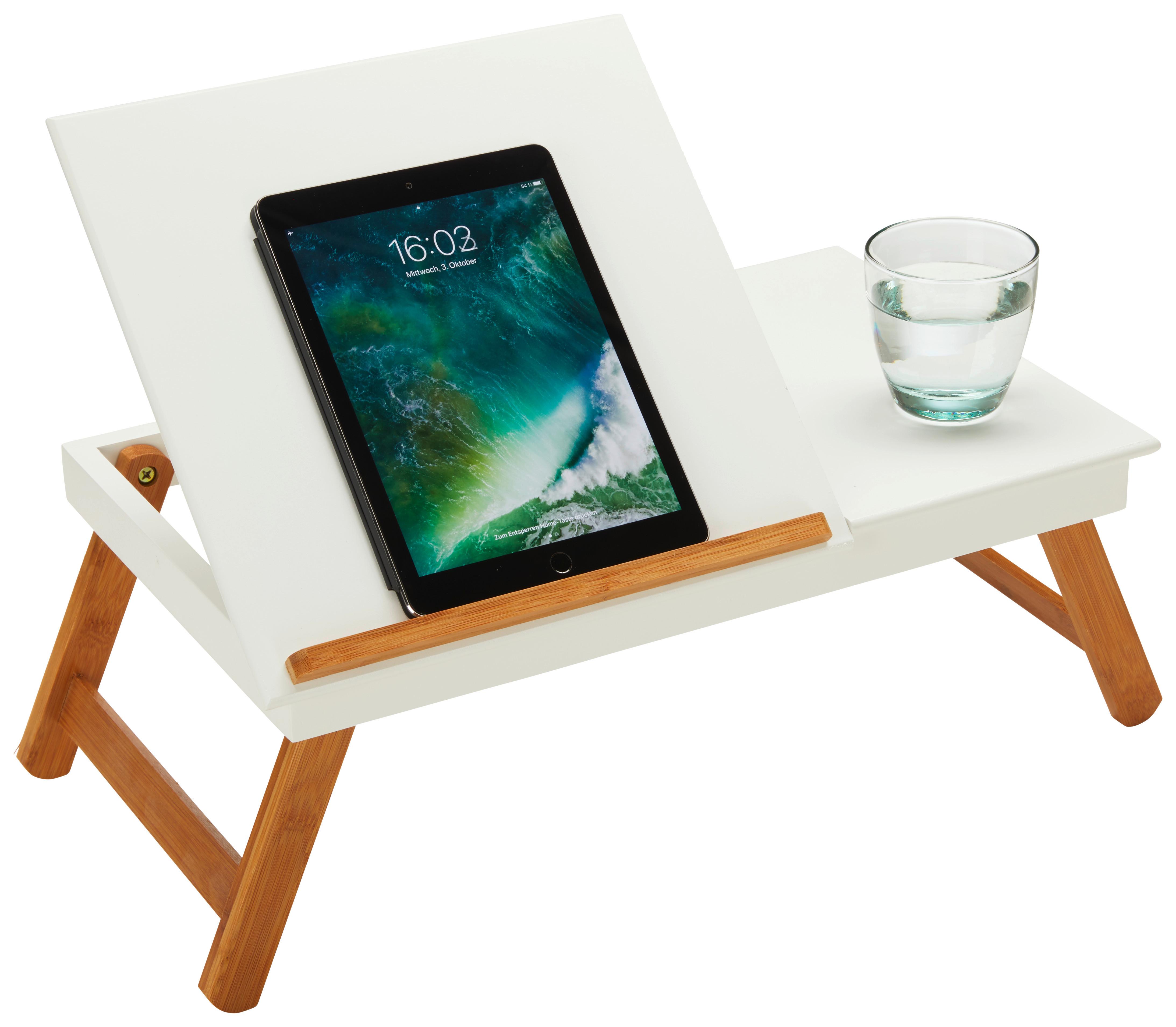 Laptop Asztal Fehér Book - Natúr/Fehér, Lifestyle, Fa (53/20,5-43/33cm) - Modern Living