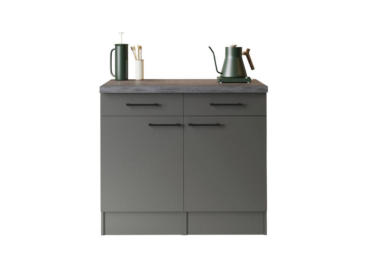Küchenunterschrank Oliver Grau - Schwarz/Grau, Trend, Holzwerkstoff/Metall (100/90/60cm) - Respekta