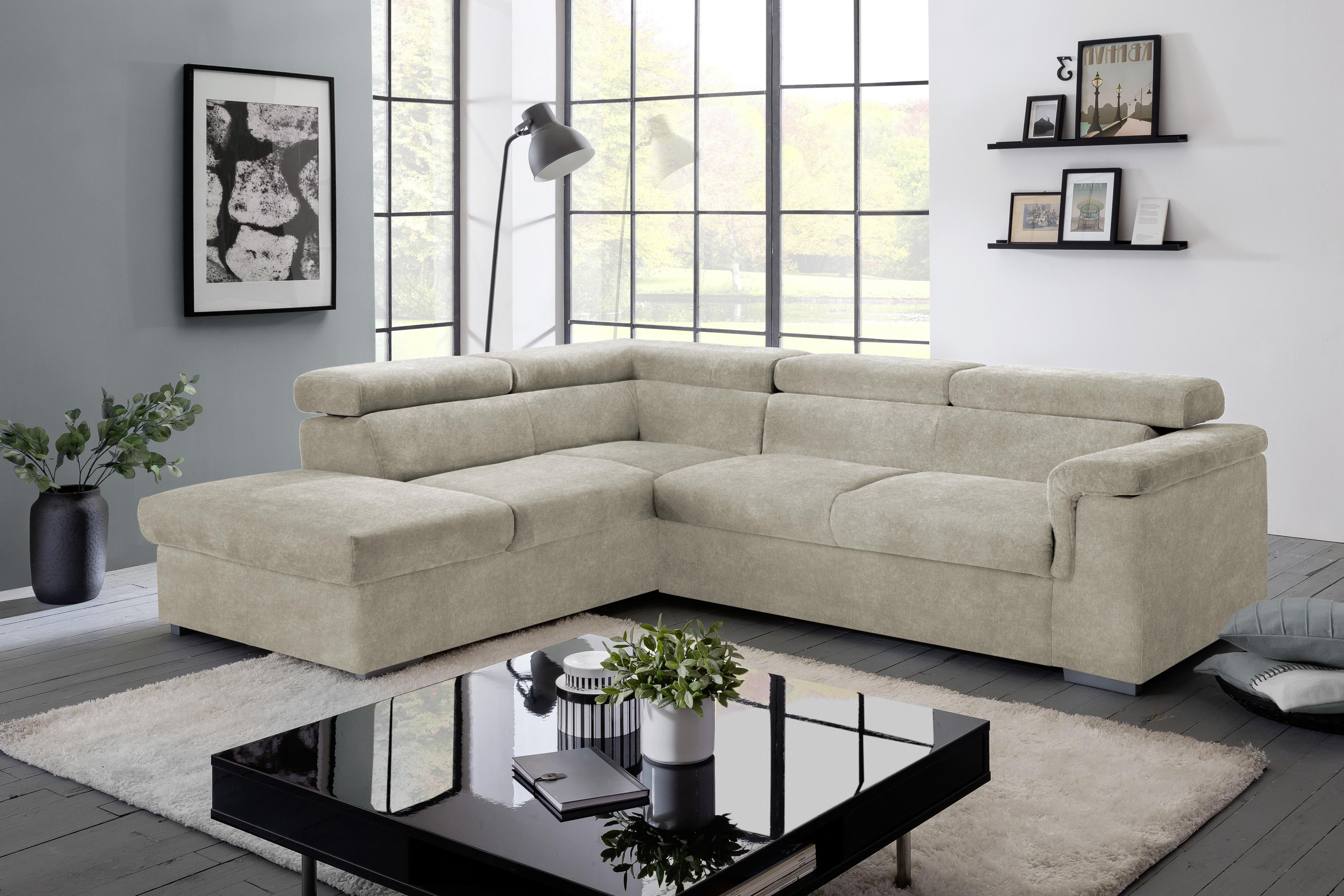 Wohnlandschaft Milla Beige ca. 217x252 cm - Platinfarben, Basics, Holz/Textil (217/252cm) - MID.YOU
