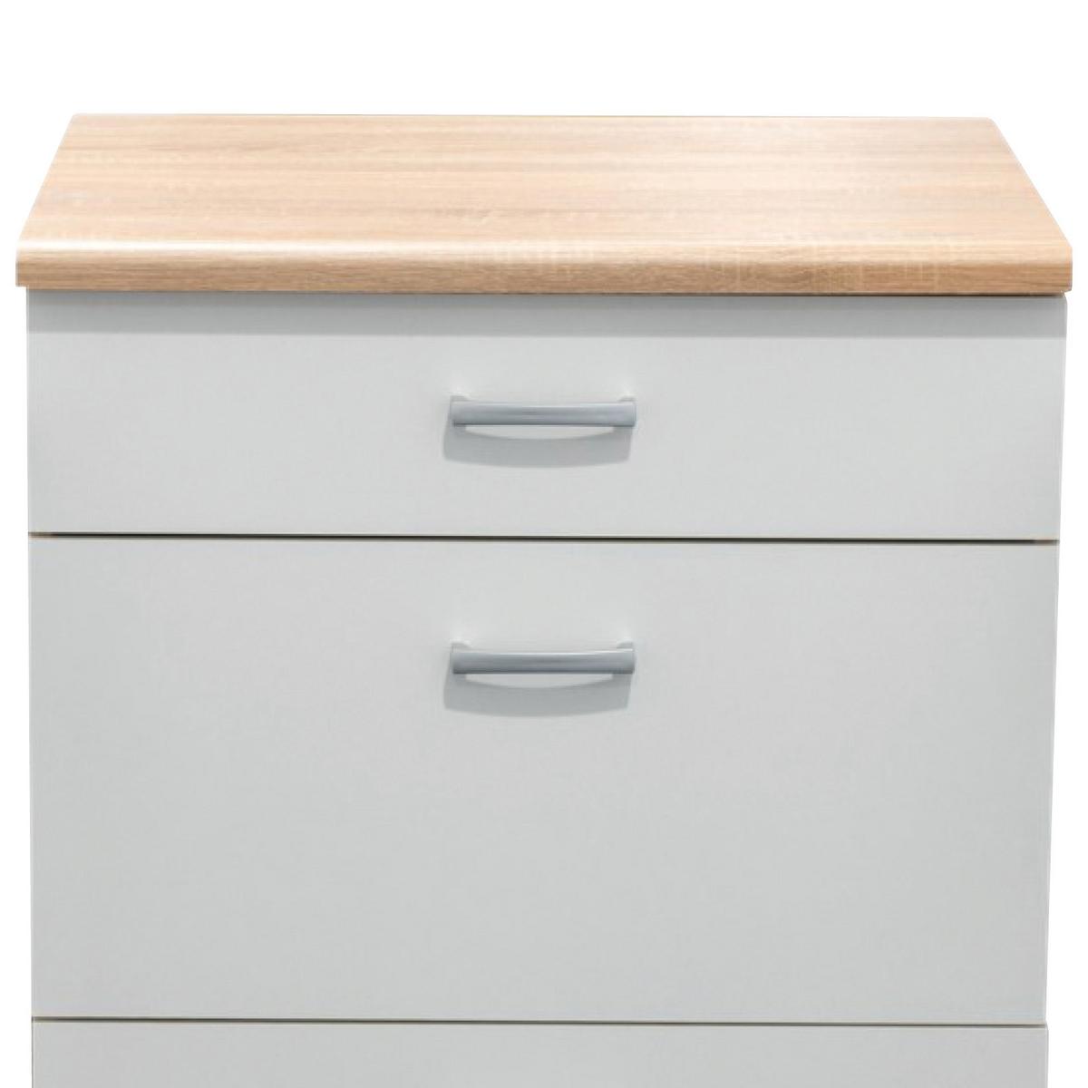 Kuhinjska Spodnja Omarica Andy, Bela, Barva Hrasta - srebrne barve/barve hrasta, Basics, umetna masa/leseni material (60/90/60cm) - Modern Living