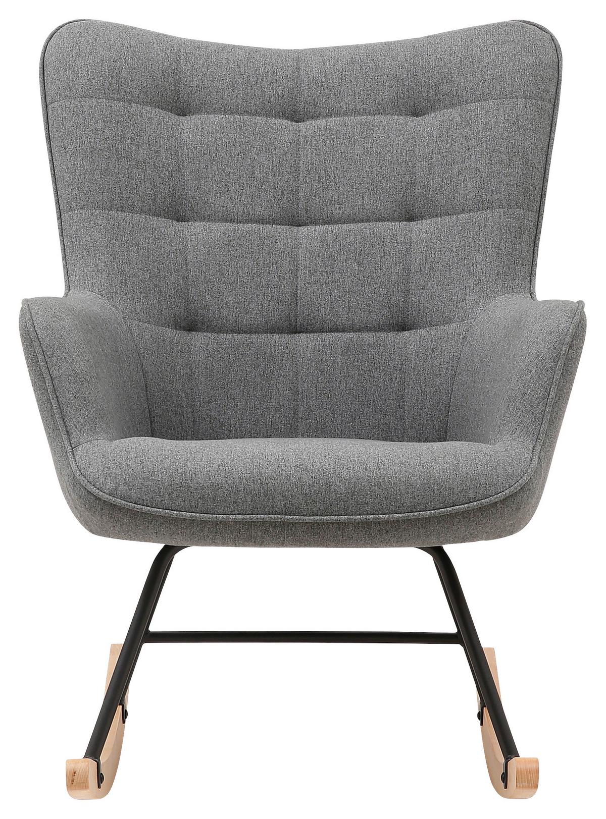 Schaukelsessel Richie Grau, Webstoff - Buchefarben/Schwarz, MODERN, Holz/Textil (72/92/92cm) - MID.YOU