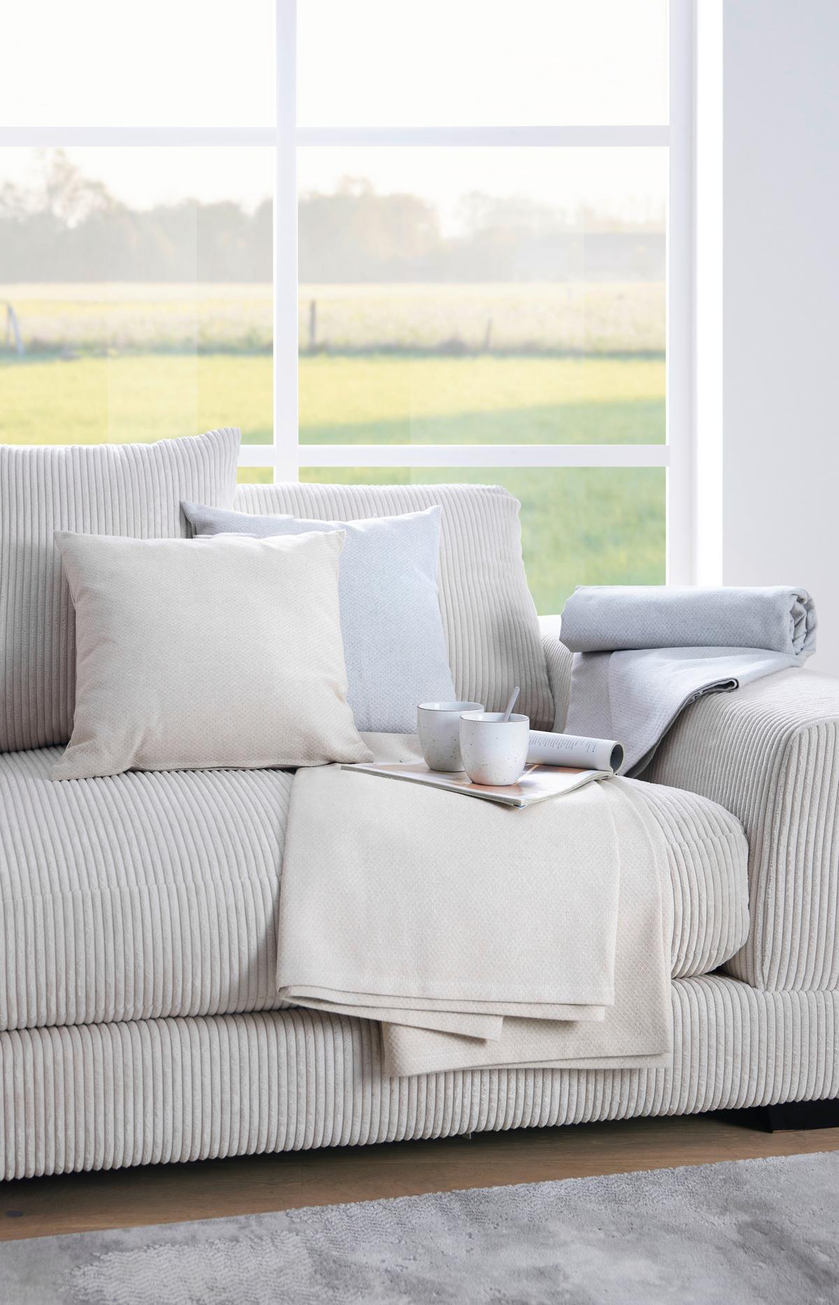 Díszpárna Dobby Uni - taupe/fehér, Natur, textil (45/45cm) - Premium Living