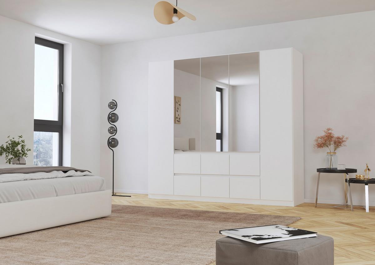 DULAP  USI ROTATIVE MAINZ - argintiu/alb, Basics, material pe bază de lemn (226/210/54cm) - Modern Living