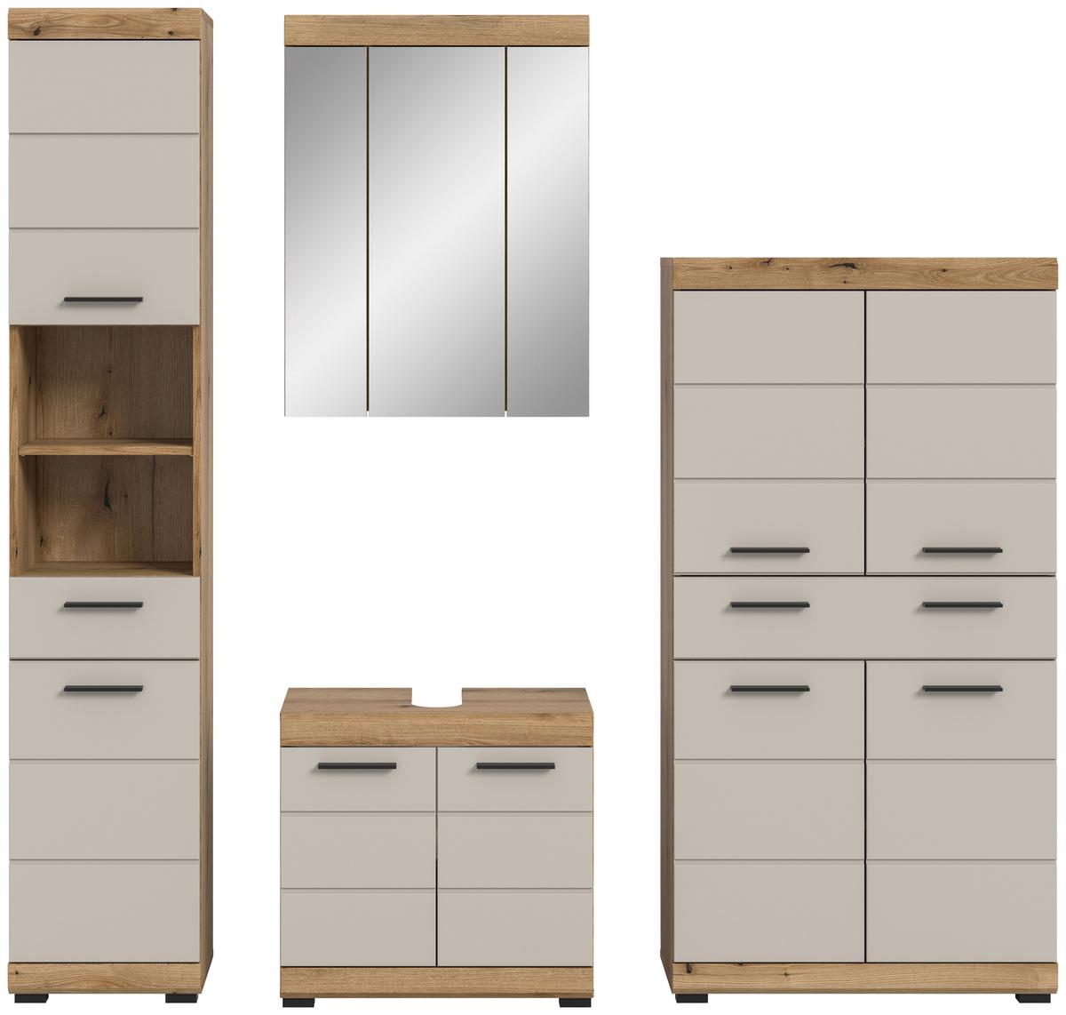 Badezimmer Scout 4-tlg. ca. 171 cm Kaschmir - Kaschmir/Schwarz, MODERN, Holzwerkstoff/Kunststoff (171cm) - MID.YOU