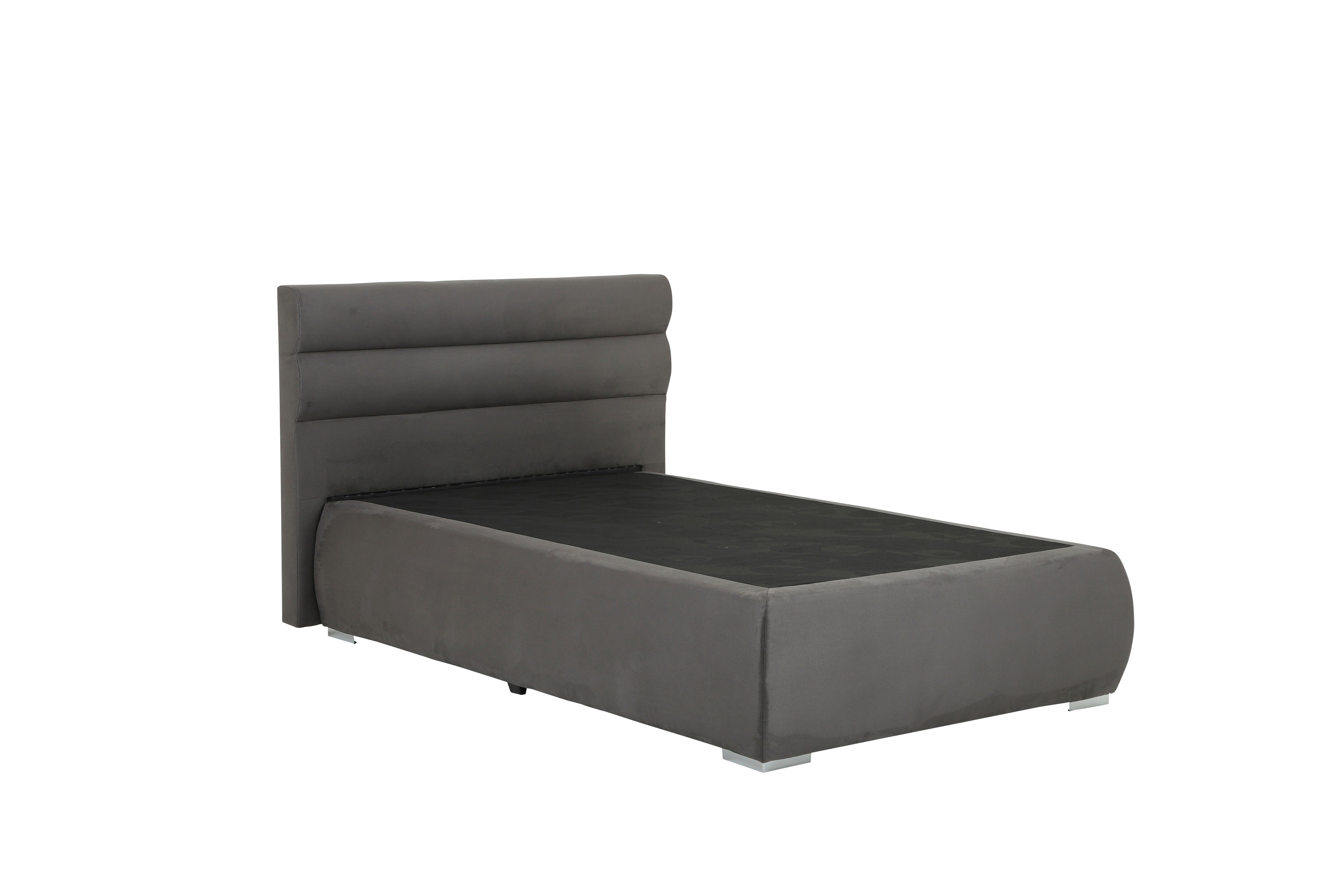 Boxspring Krevet Gala - boje kroma/antracit, Basics, tekstil/metal (120/200cm)