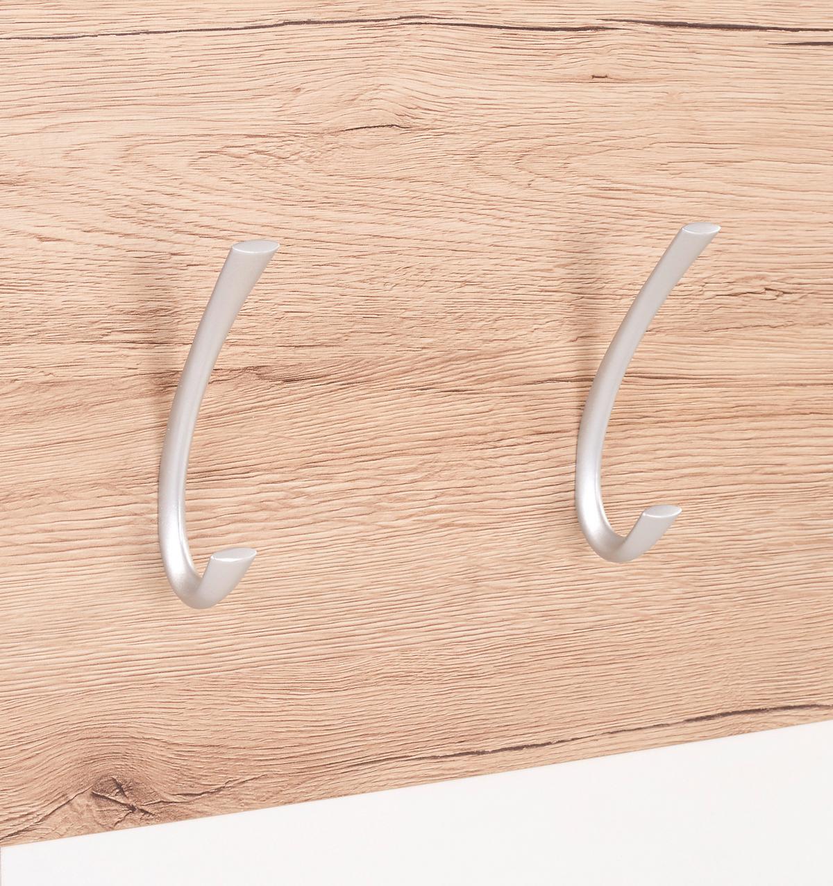 Panou cuier Moya - alb/culoare lemn stejar, Modern, plastic/material pe bază de lemn (70/99/2cm) - Modern Living
