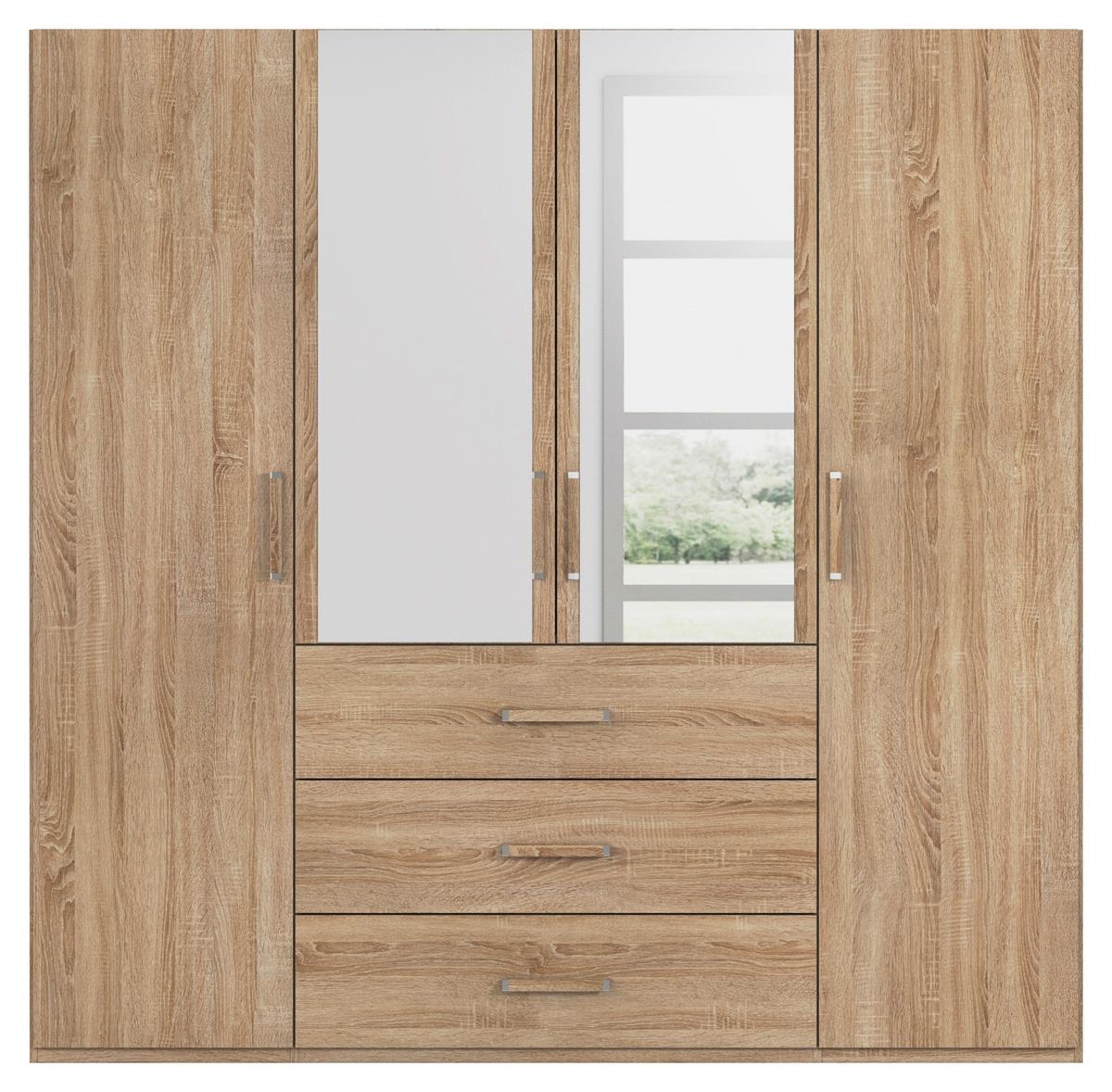 Omara S Klasičnimi Vrati Evelyn, Barva Hrasta - hrast sonoma, Design, umetna masa/steklo (201/197/60cm) - Novel