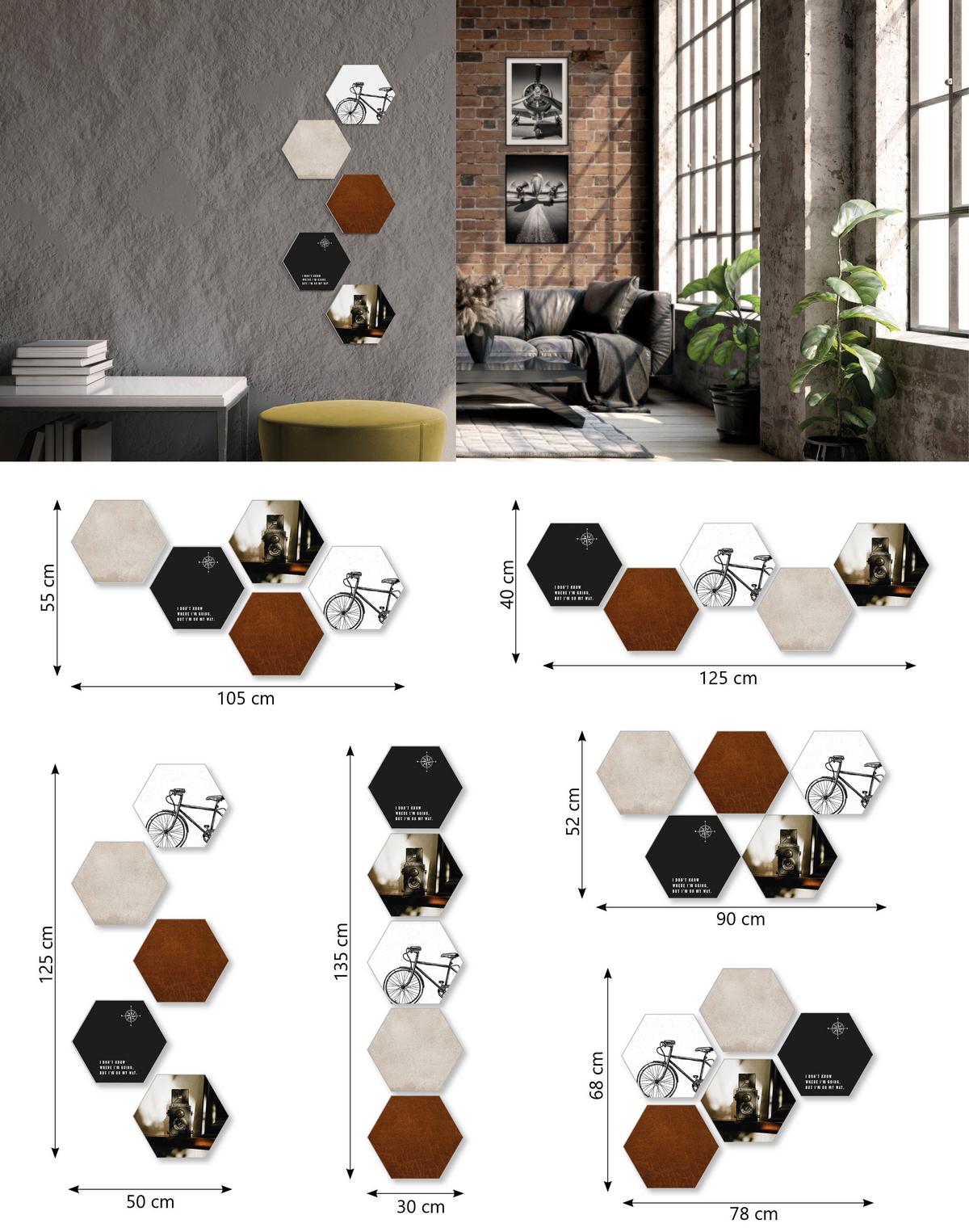 Képszett Hexagon - barna/fekete, műanyag (30/25cm) - Modern Living