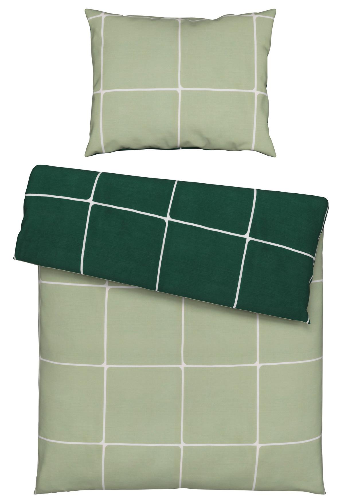 LINGE DE LIT LINNEA WENDE - Waldgrün/Weiss, Modern, Textil (160/210cm) - Modern Living