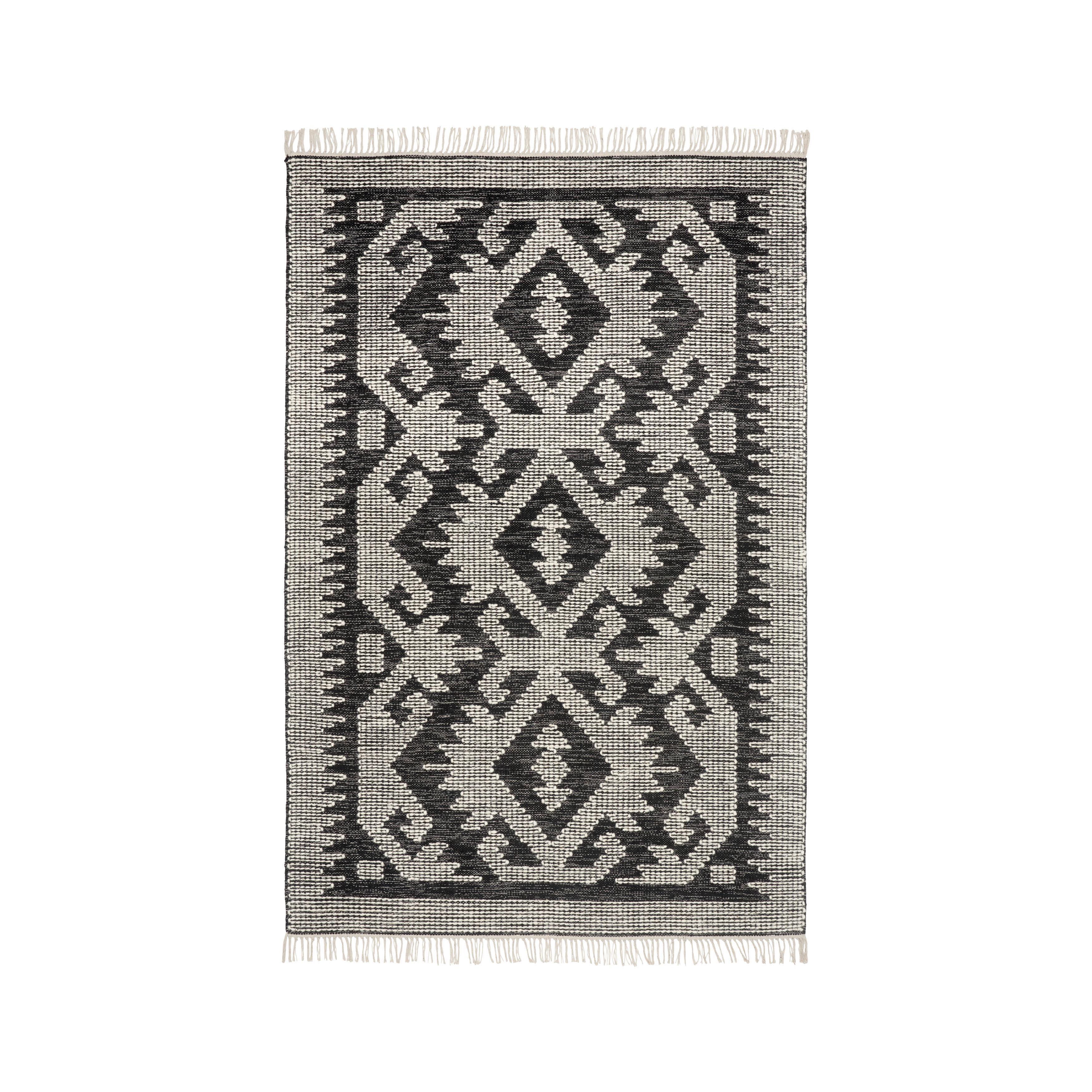 Ročno Tkana Preproga Lucky - črna/bela, Moderno, tekstil (120/170cm) - Modern Living