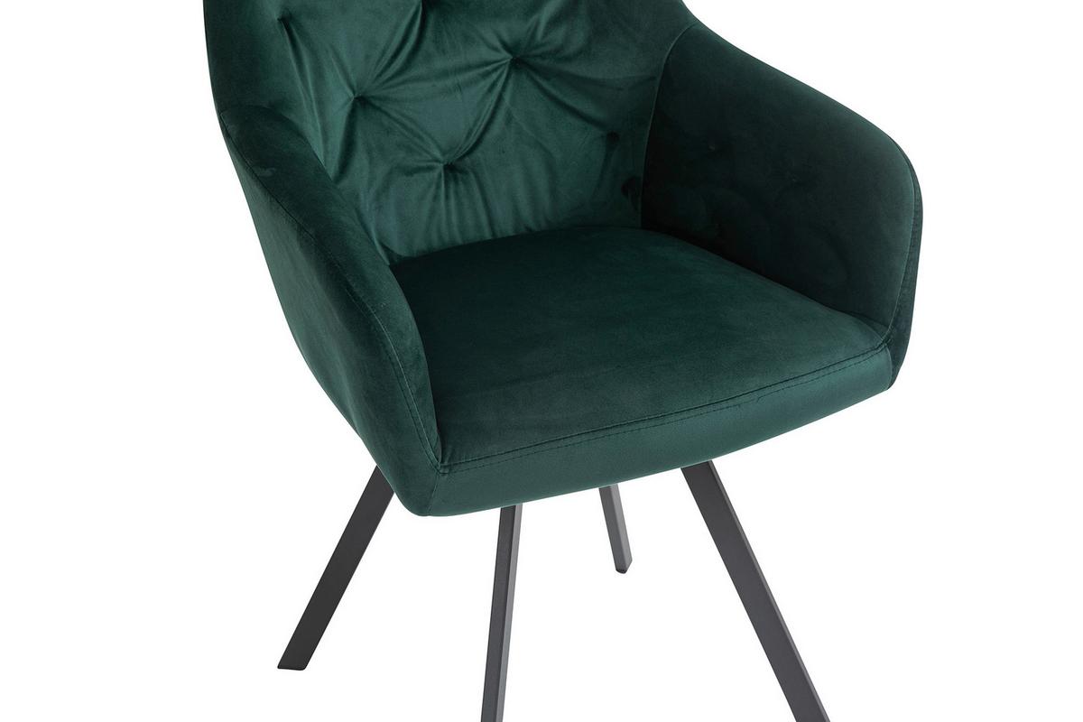 Naslanjač Samt, Gozdno Zelena, Vrtljiv - črna/gozdno zelena, Moderno, kovina/tekstil (61/85/62cm) - Livetastic