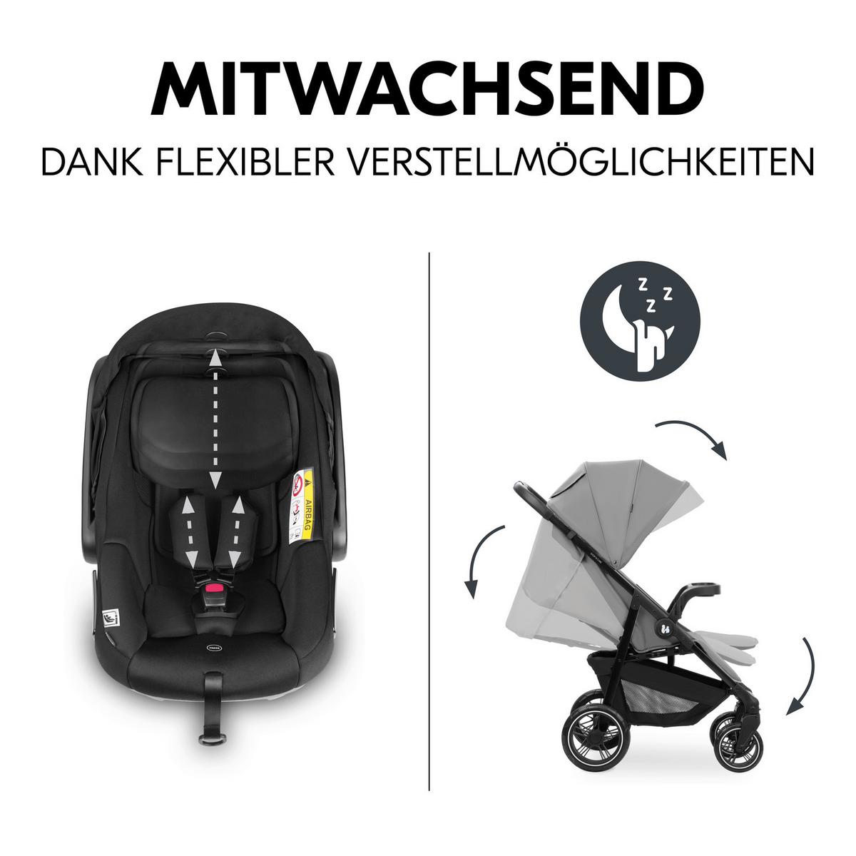 WÓZEK DZIECIĘCY - ZESTAW SHOP N CARE TRIO SET - czarny/szary, Basics, tworzywo sztuczne/metal (52/110/91cm) - Hauck