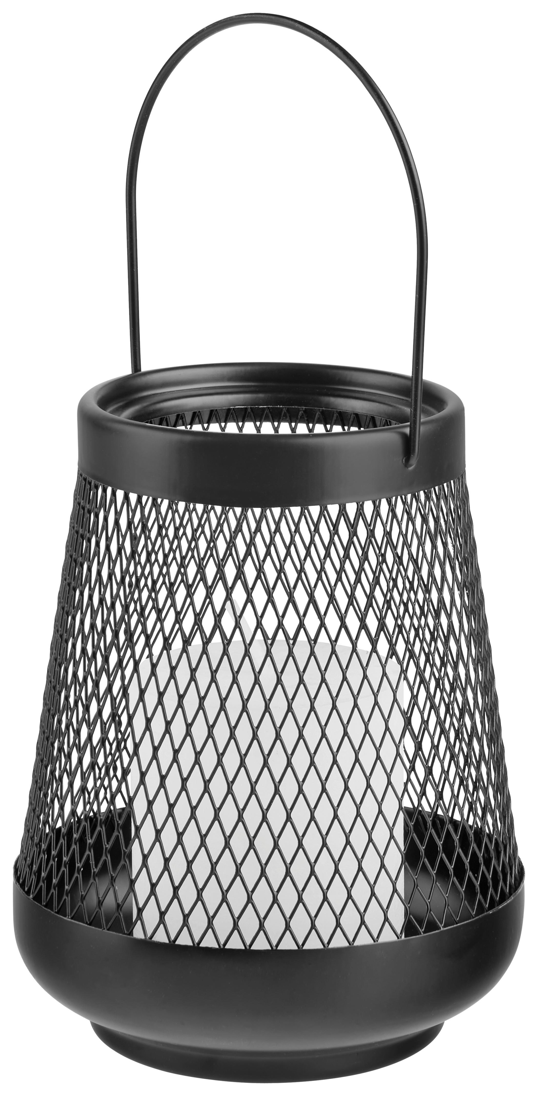 Laterne Theo in Schwarz Ø ca. 12,5 cm - Schwarz, MODERN, Metall (12,5/16cm) - Modern Living