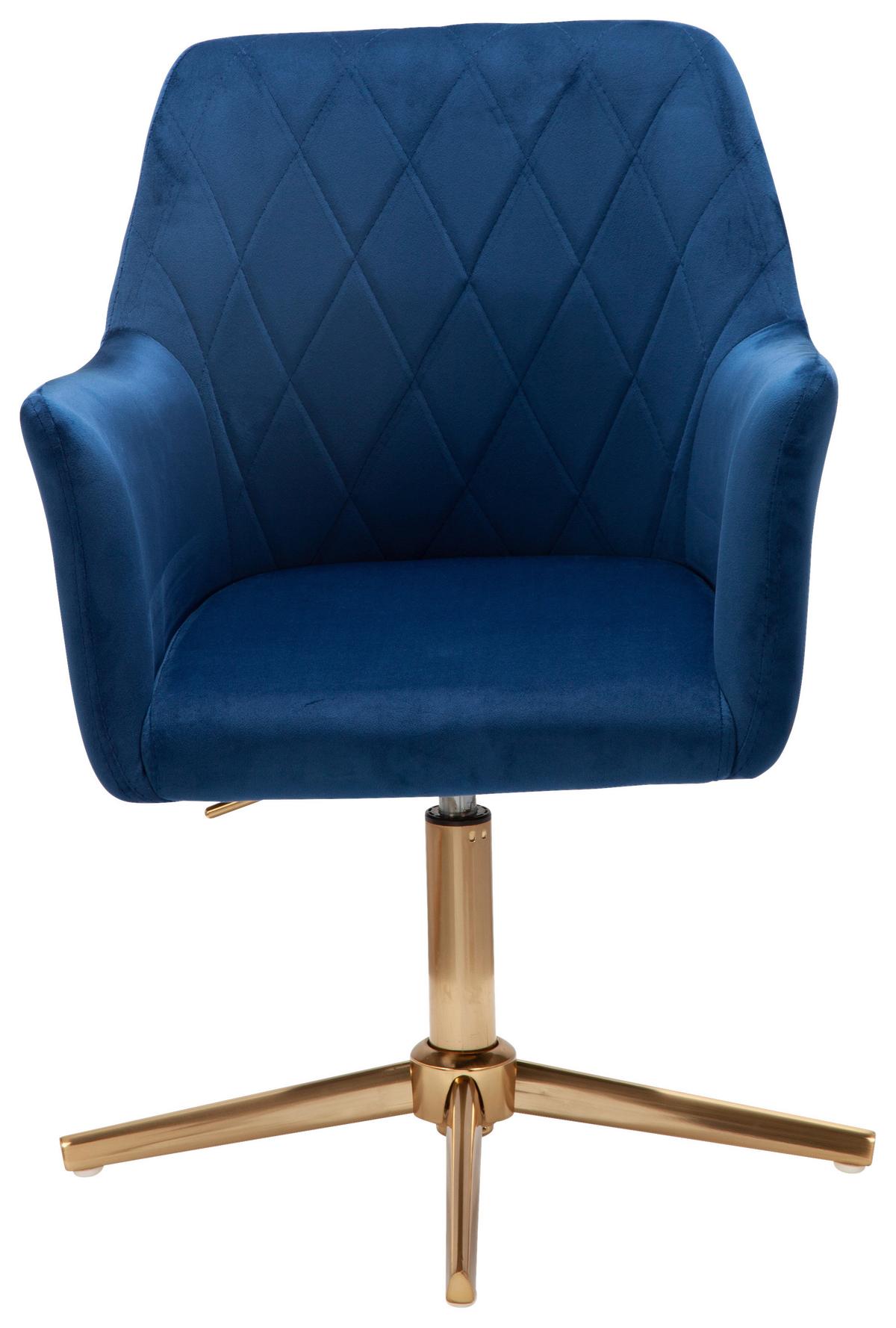 Naslanjač Wl6.307 - zlate barve/temno modra, Konvencionalno, kovina/tekstil (55/97/55cm) - MID.YOU