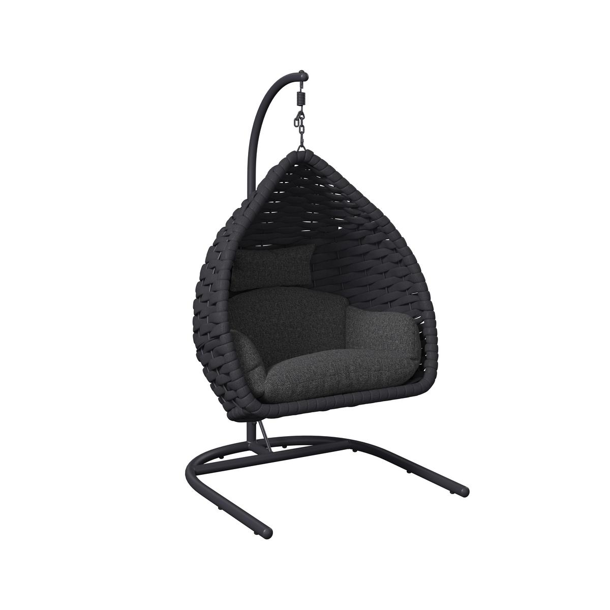 Hängesessel Sasa Dunkelgrau Outdoorstoff/Metall/Kunststoff - Dunkelgrau, MODERN, Kunststoff/Textil (115/200/118cm) - Bessagi Garden