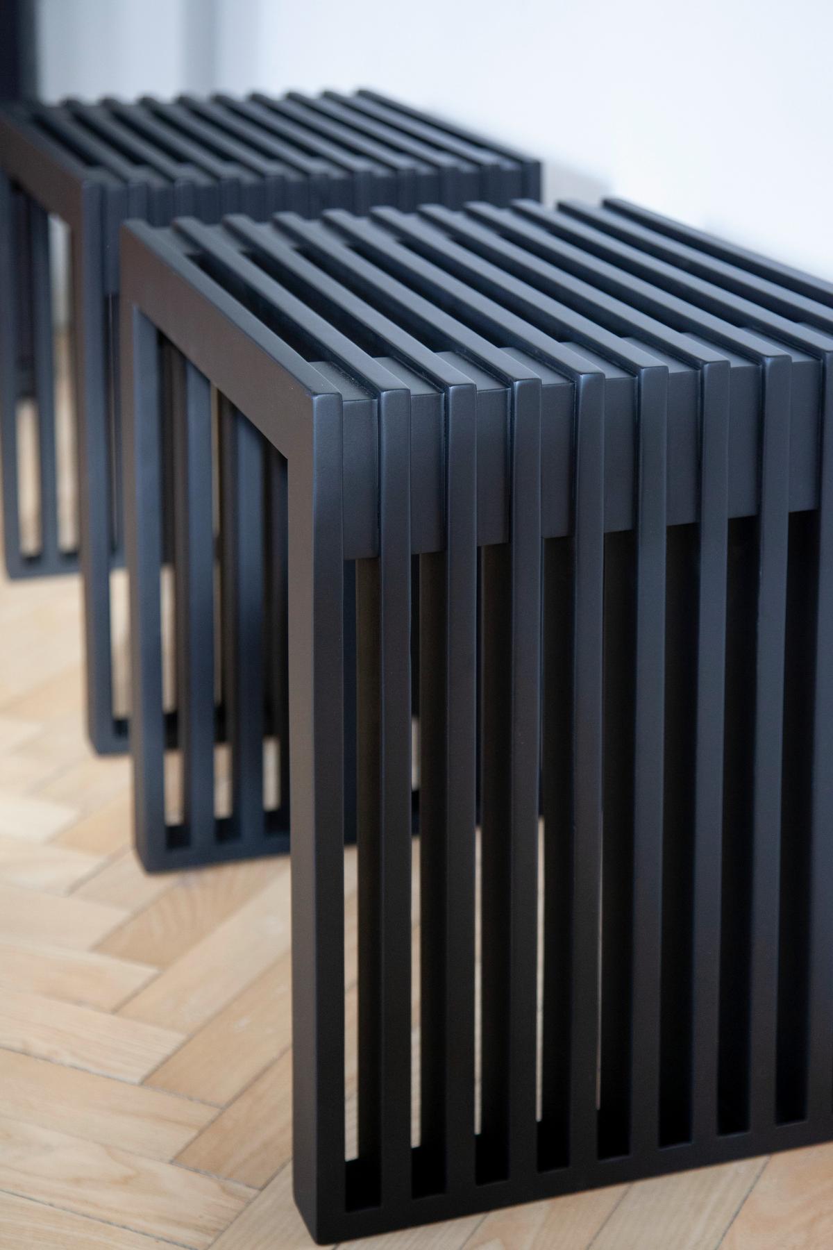 Hocker RIB ca. 45x43x35 cm - Schwarz, KONVENTIONELL, Holz (45/43/35cm) - MID.YOU