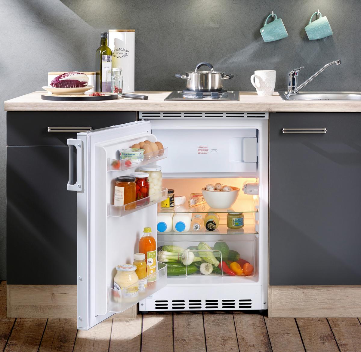 Küchenblock inkl. 2 E-Geräte Milano Anthrazit/Eiche - Eichefarben/Anthrazit, MODERN, Holzwerkstoff (150cm) - FlexWell