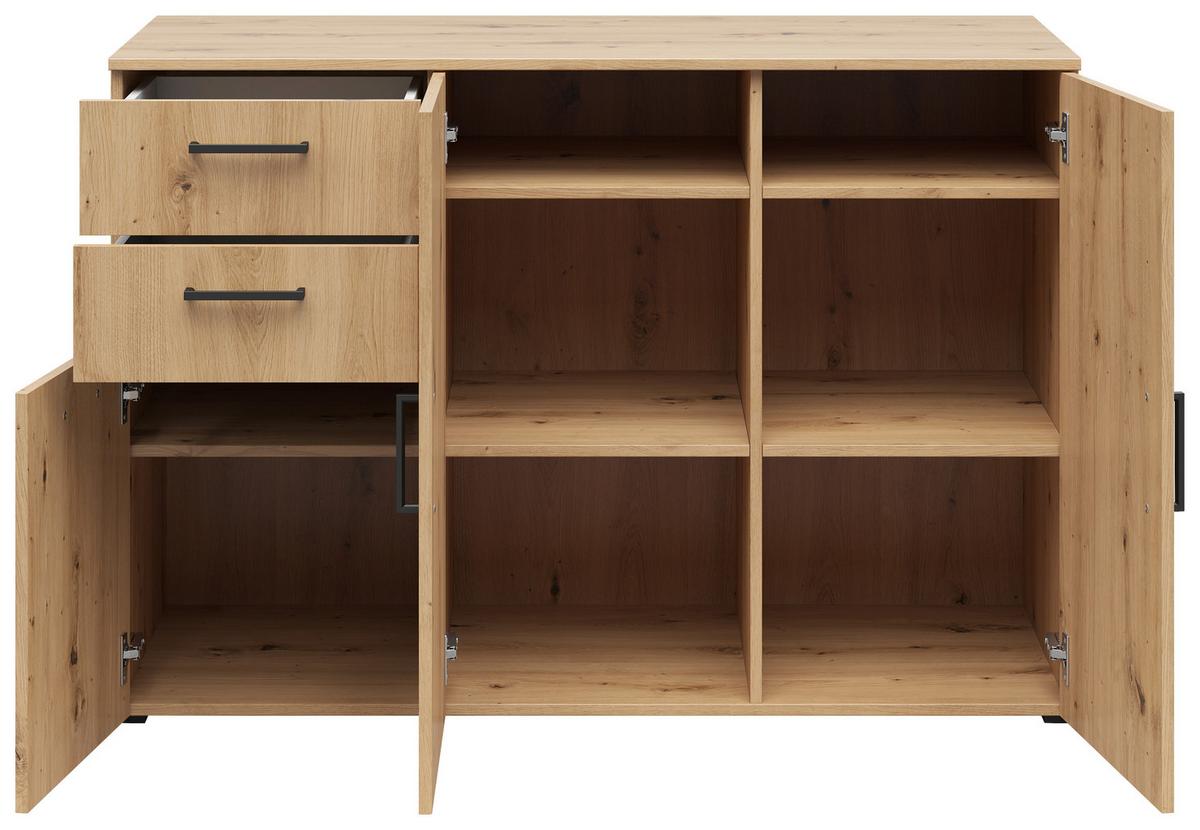Kommode Multistauraum Eiche Artisan - Anthrazit/Schwarz, Modern, Holzwerkstoff/Kunststoff (120/83/52cm) - Premium Living