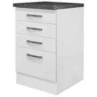 Kuhinjska Spodnja Omarica Alba, Bela, Š. 50 Cm - barve nerjavečega jekla/bela, Moderno, kovina/leseni material (50/86/60cm) - FlexWell