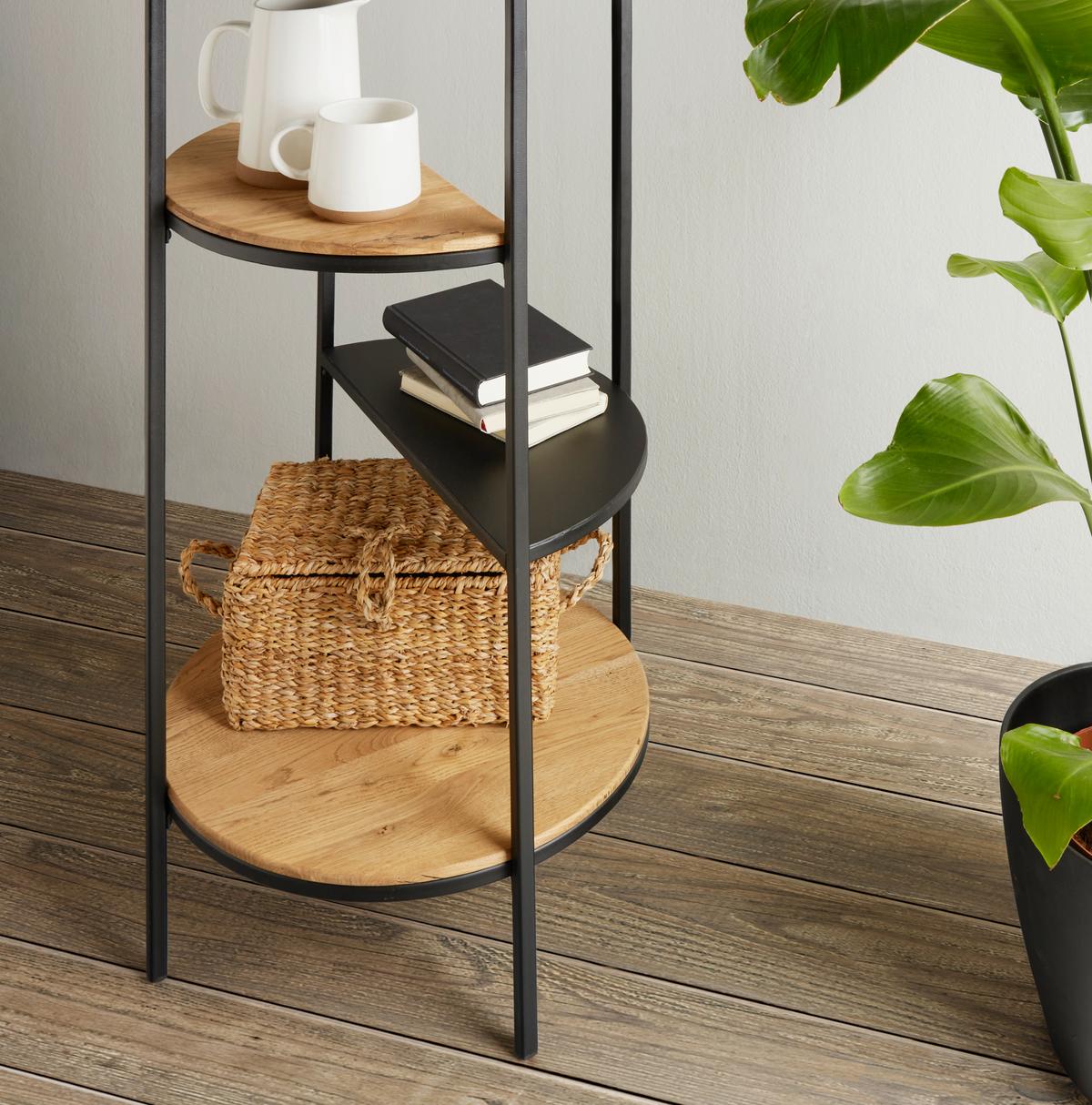 Standregal Charly in Natur/Schwarz - Schwarz/Naturfarben, MODERN, Holz/Metall (45/100/45cm) - Zandiara