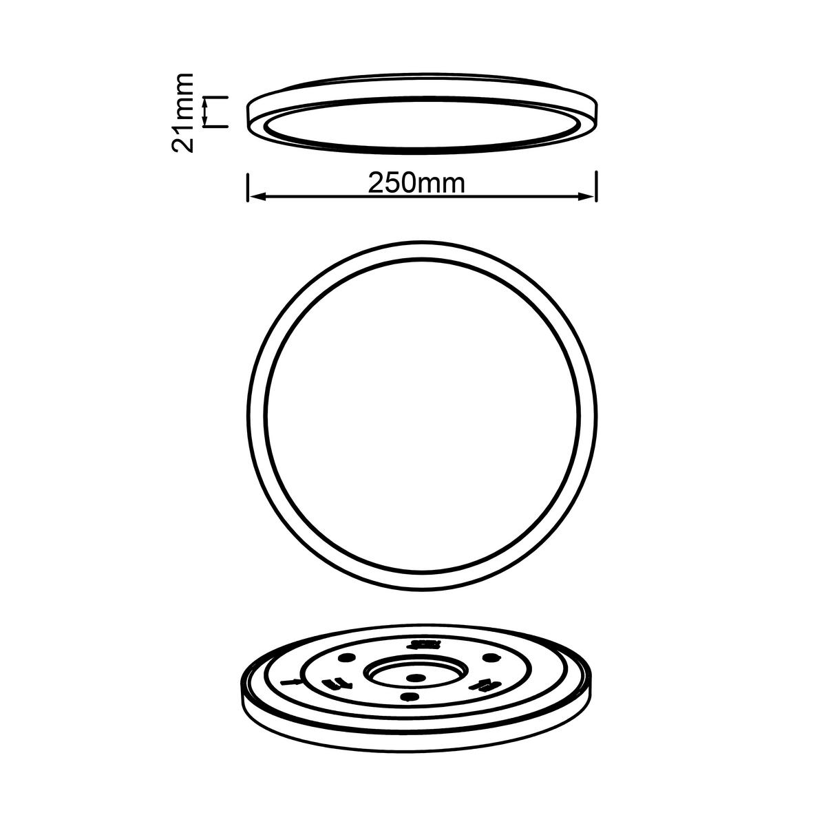 LED-Paneel Tuco Schwarz/Weiß max. 16 Watt - Schwarz/Weiß, Basics, Kunststoff (25/2,1cm) - Brilliant