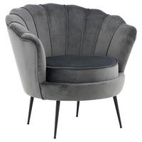 Sessel Calais ca. 83x76 cm Dunkelgrau Samt - Dunkelgrau/Schwarz, Design, Textil/Metall (83/76/77cm) - Livetastic