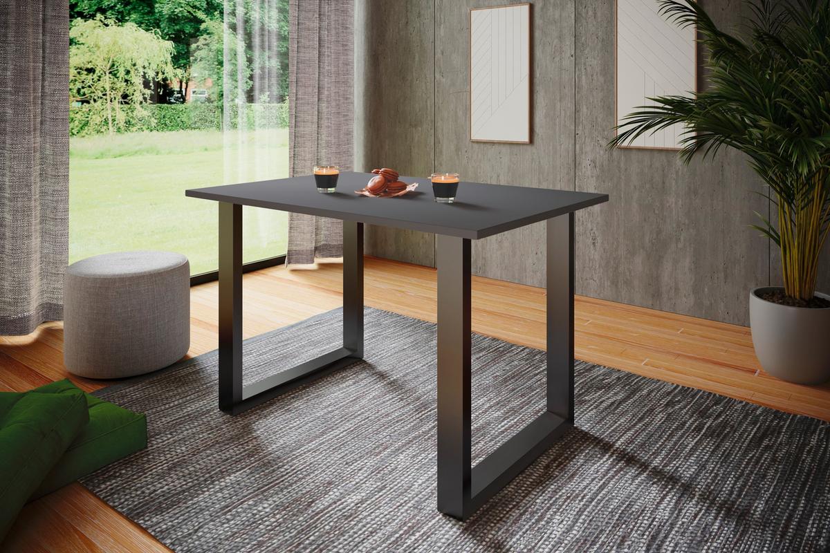 SCHREIBTISCH LONA - Anthrazit/Silberfarben, Design, Holzwerkstoff/Metall (140/76/50cm) - MID.YOU