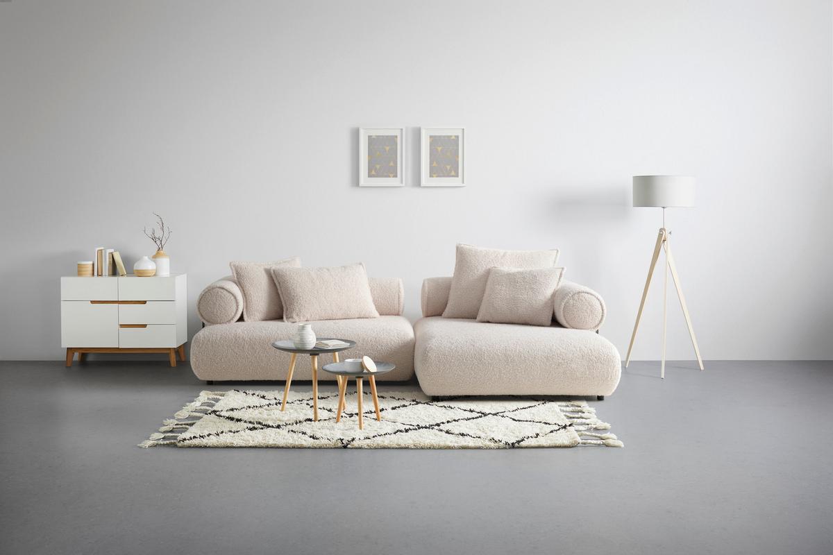 Wohnlandschaft Casimir in Weiss - Creme/Schwarz, LIFESTYLE, Kunststoff/Textil (310/180cm) - Premium Living