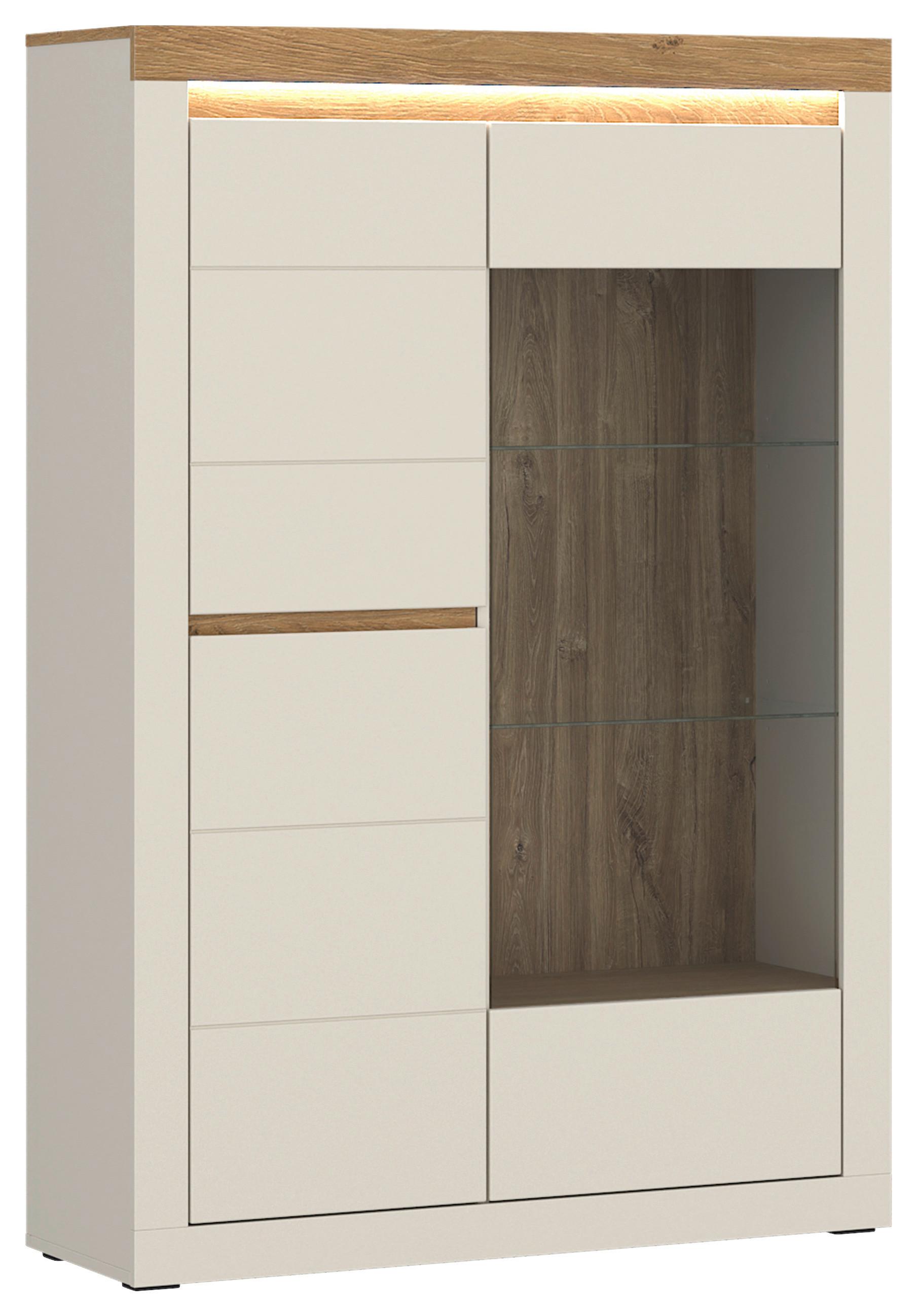 Vitrina Naxxar - kašmir/boja hrasta, Trendi, staklo/pločasti materijal (104,2/156,3/39,6cm) - Modern Living